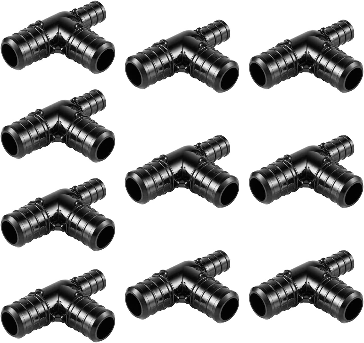 (Pack of 10) EFIELD Poly PPSU Barb Crimp Pex Fitting 3/4" X1/2" X 3/4" Reducing Tee, ASTM F2159,(PPSU1807032)