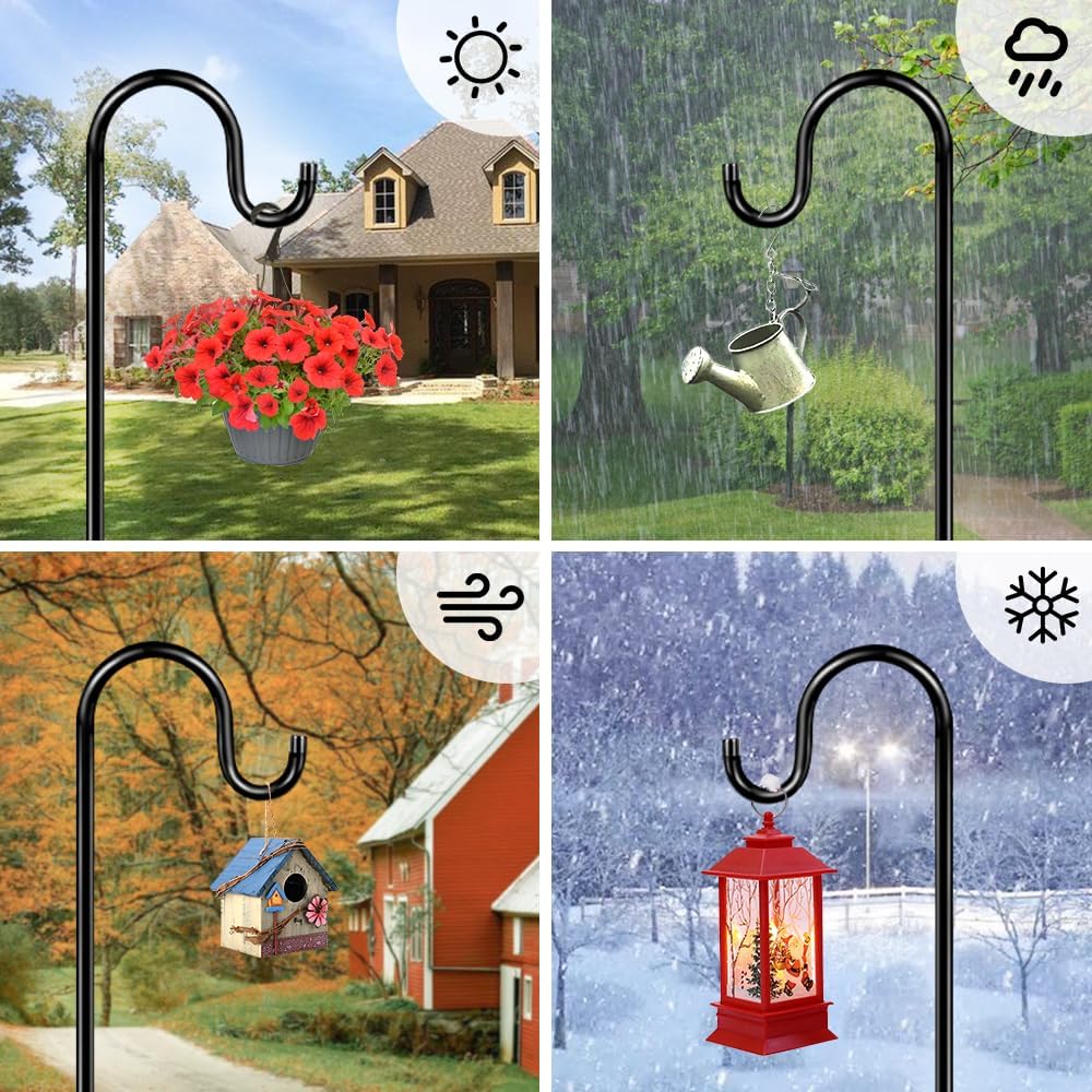 84" Shepherds Hooks for Outdoor, Heavy Duty Bird Feeder Pole with 7 Prongs Base for Hanging Lantern, Hummingbird Feeder, Plant Baskets, Shepherds Hook for Bird Feeders for Outside, 1 Pack