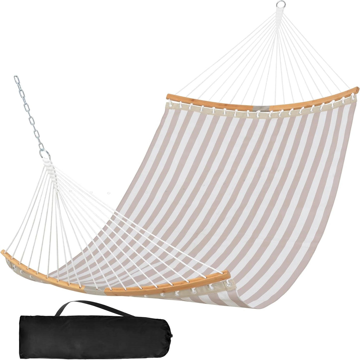 SUNCREAT Hammocks 14 FT Quick Dry Hammock Double Size with Spreader Bar, 2 Person Hammock for Outdoor Patio Yard Poolside, 450 lbs Capacity, Light Gray