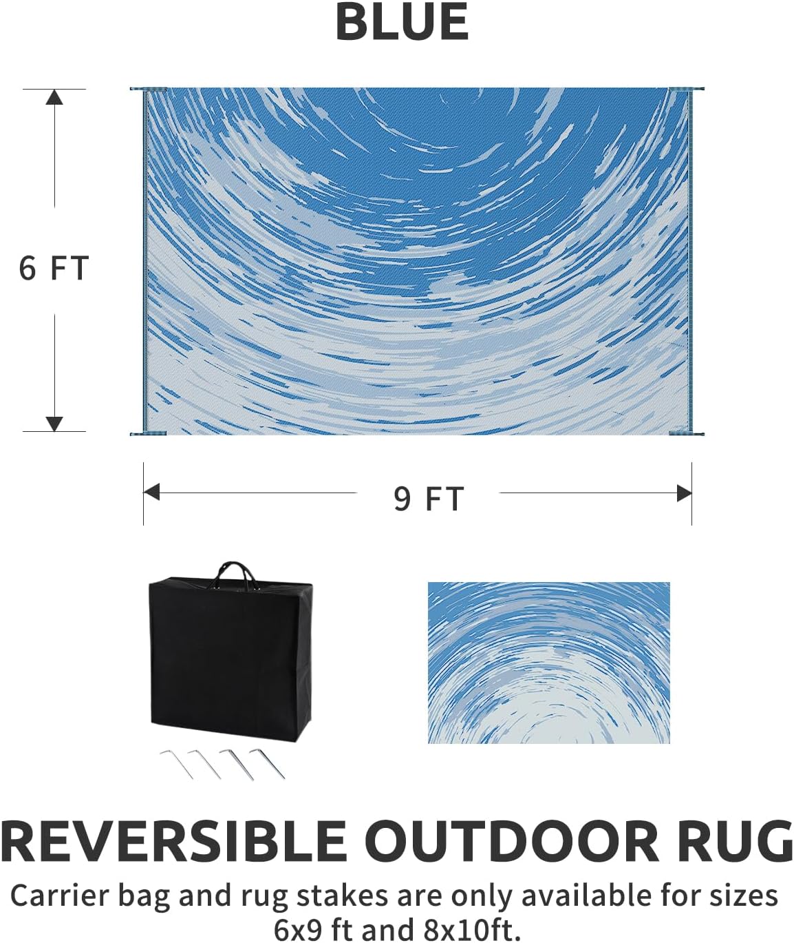 COCOER Modern Outdoor Rug 6x9 Reversible-Waterproof Outdoor Patio Rug-Quick Dry Outdoor Area Rugs Indoor Outdoor Rugs-Outside Rug Patio Decor for Porch Deck Balcony Backyard