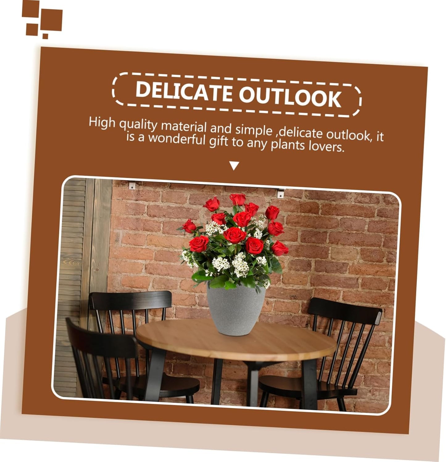 Imitation Stone Shape Resin Flower Planter Pot Round Succulent Container for Indoor and Outdoor Gardening Durable Frost-Resistant Easy to Maintain