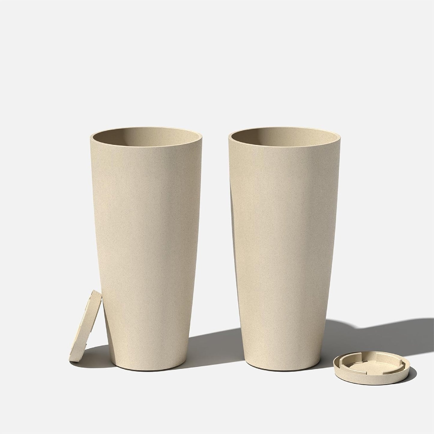 Veradek Vega Round Tall Planter Pots for Indoor/Outdoor Use | Made from Plastic - Stone Mix with Drainage Holes | Perfect for Small to Large Succulent Plants, Flowers, Modern Interior Plants