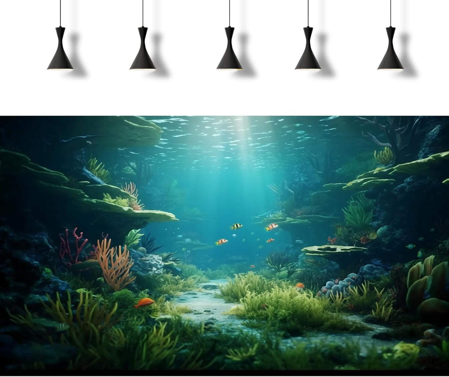 Ocean Floor Fish Tank Background Under The Sea Coral Reef Aquarium Background Underwater Aquatic Plants Corals Rock Cave Terrarium Backgrounds Tropical Fish Ocean Aquarium Backgrounds Decors 72x16in