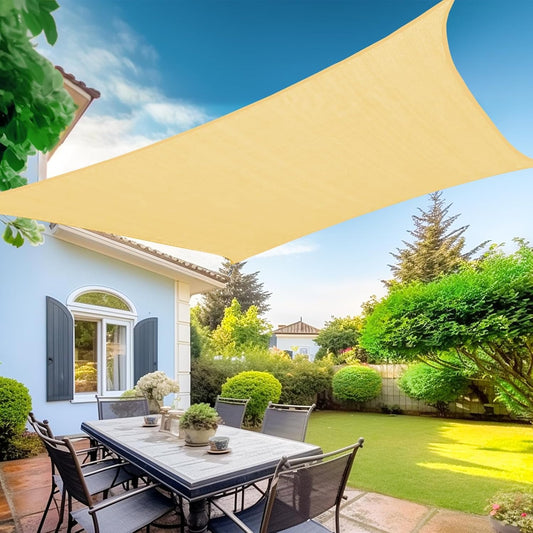 KANAGAWA Sun Shade Sail Curved 10'X13' Beige Rectangle Outdoor Shade Cover UV Blovk Canopy for Patio Garden Backyard Heavy Duty Permeable 185GSM (We Make Custom Size)