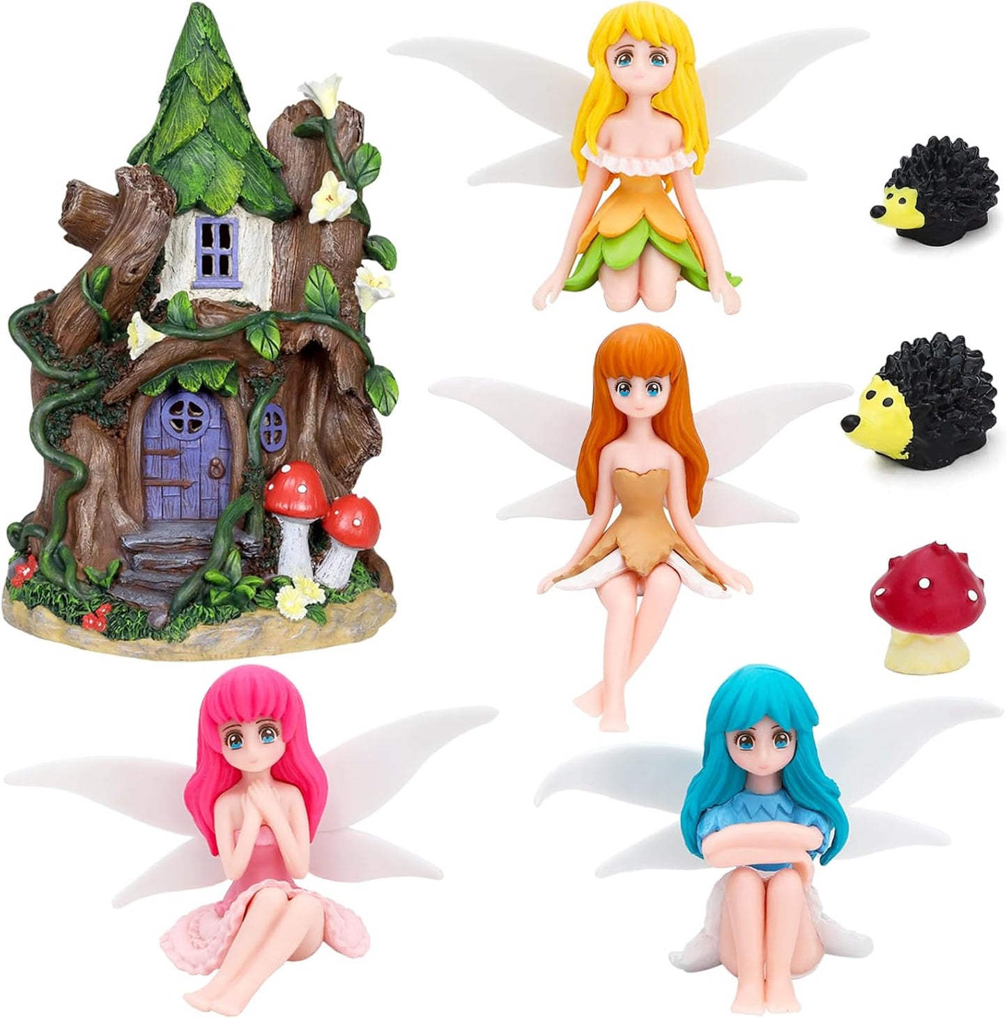 ONEST 8 Pieces Miniature Fairy Garden Accessories Small Fairy Figurines Hand Painted Fairies Figures for Car Decor Garden Flower Pot Birthday Cake Topper