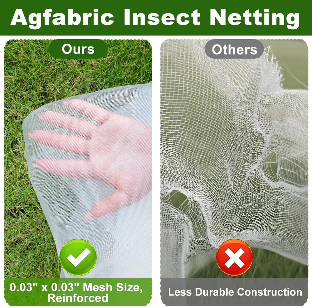 Agfabric Garden Netting 10'x20' Insect Pest Barrier Bird Netting for Garden Protection,Row Cover Mesh Netting for Vegetables Fruit Trees and Plants,White