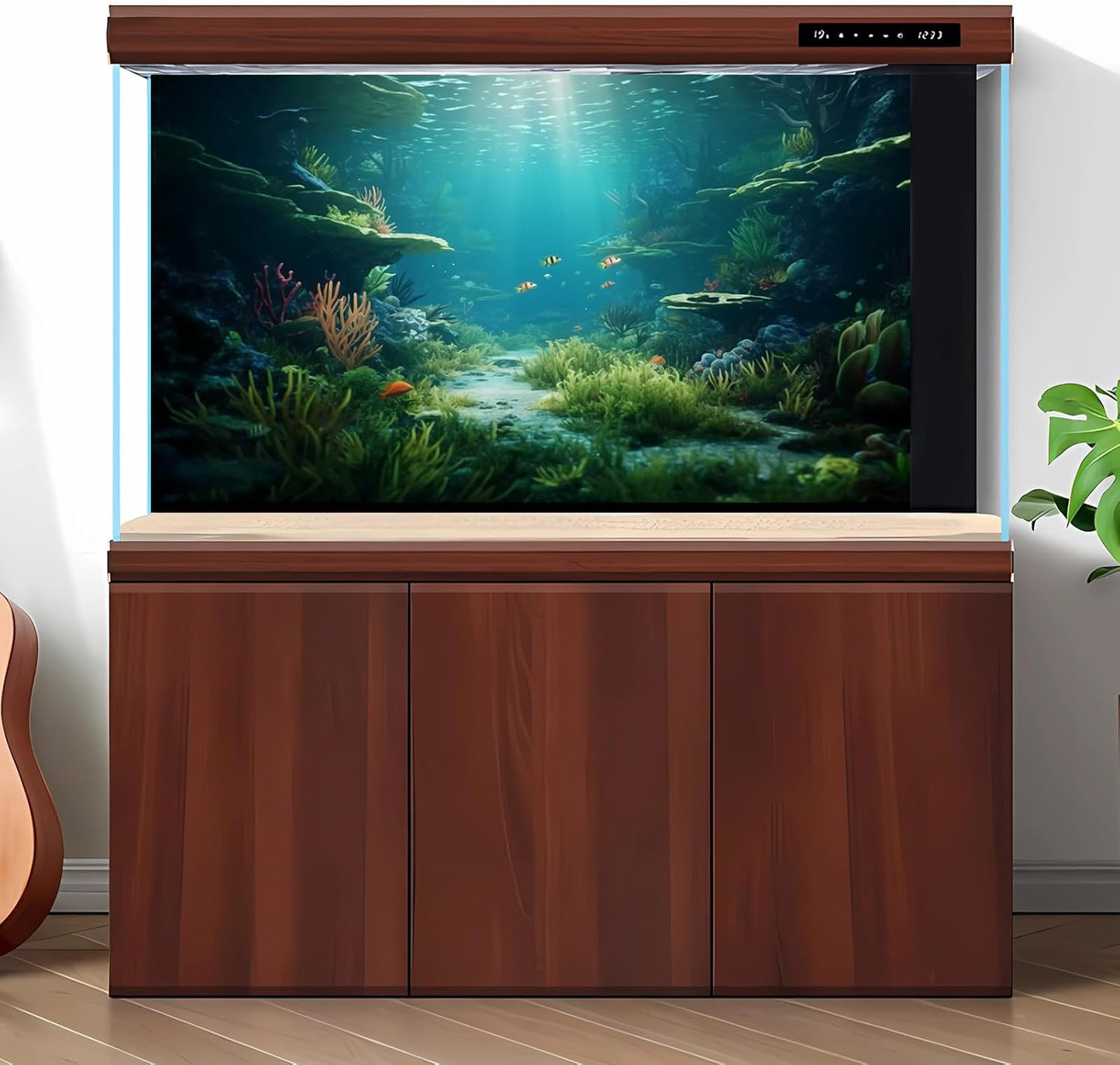 Ocean Floor Fish Tank Background Under The Sea Coral Reef Aquarium Background Underwater Aquatic Plants Corals Rock Cave Terrarium Backgrounds Tropical Fish Ocean Aquarium Backgrounds Decors 72x24in