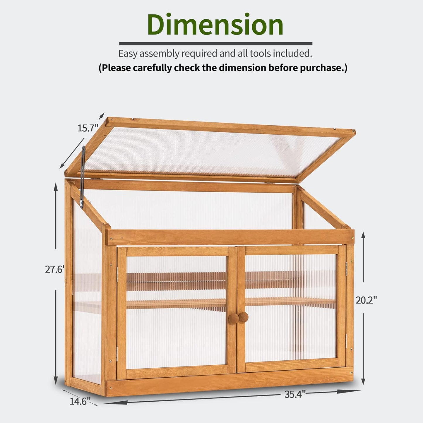 MCombo 2-Tier Wooden Cold Frame Garden Greenhouse Raised Flower Planter Shelf Bed Protection 6057-0160 (Orange)