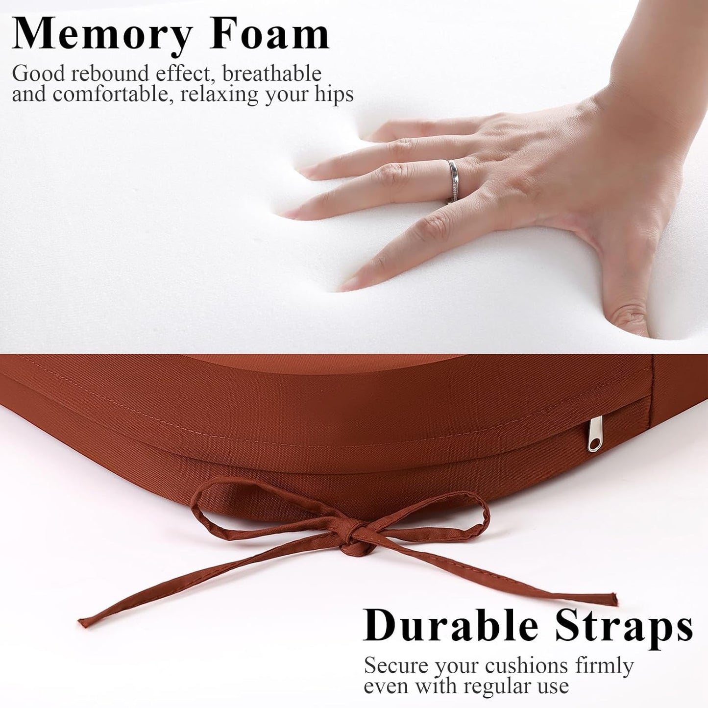 Outdoor Chair Cushions Set of 2, Waterproof Foam Patio Seat Cushions with Ties for Garden Sofa & Dining Furniture, 3-Year Color Fastness, 16x17x2 Inch, Spcie