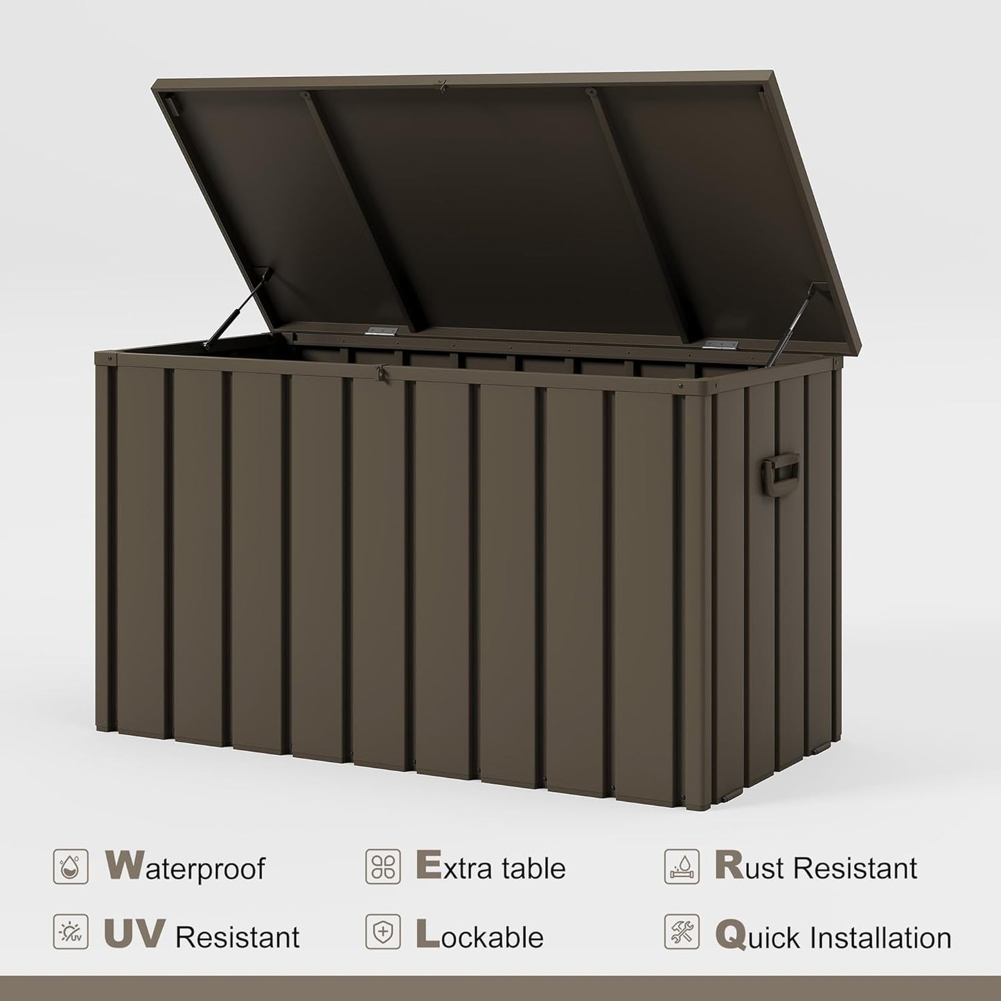 PURPLE LEAF Outdoor Deck Box 160 Gallon Waterproof Lockable Storage Box Container with Lid Deck Organization for Patio Cushions Side Table Pool Accessories Garden Tools, Brown