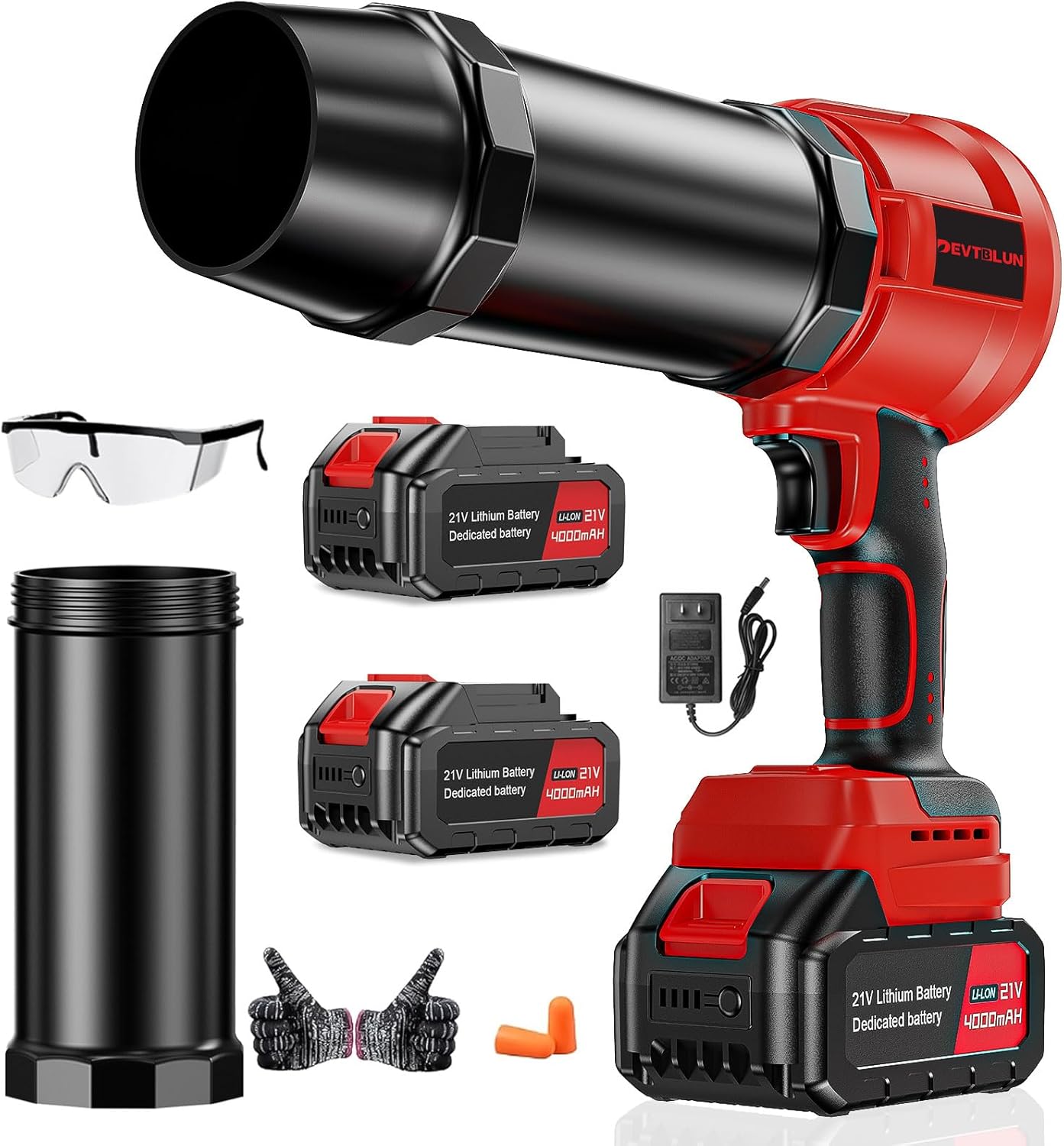 Leaf Blower Cordless with 2x4.0Ah Batteries,600000RPM Turbo Jet Blower, Electric Small Blower with Extended Nozzle,Lightweight Handheld Leaf Blower for Lawn Patio Care, Blowing Leaves, Snow,Dust