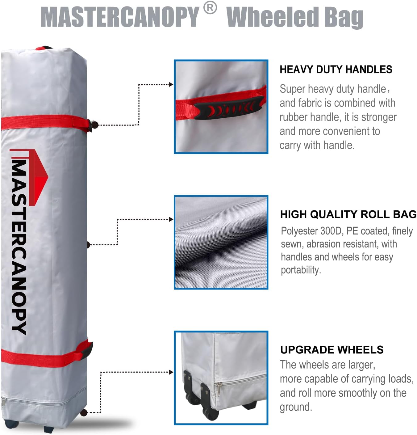 MASTERCANOPY Durable Pop-up Canopy Tent with Roller Bag (10x10, White)