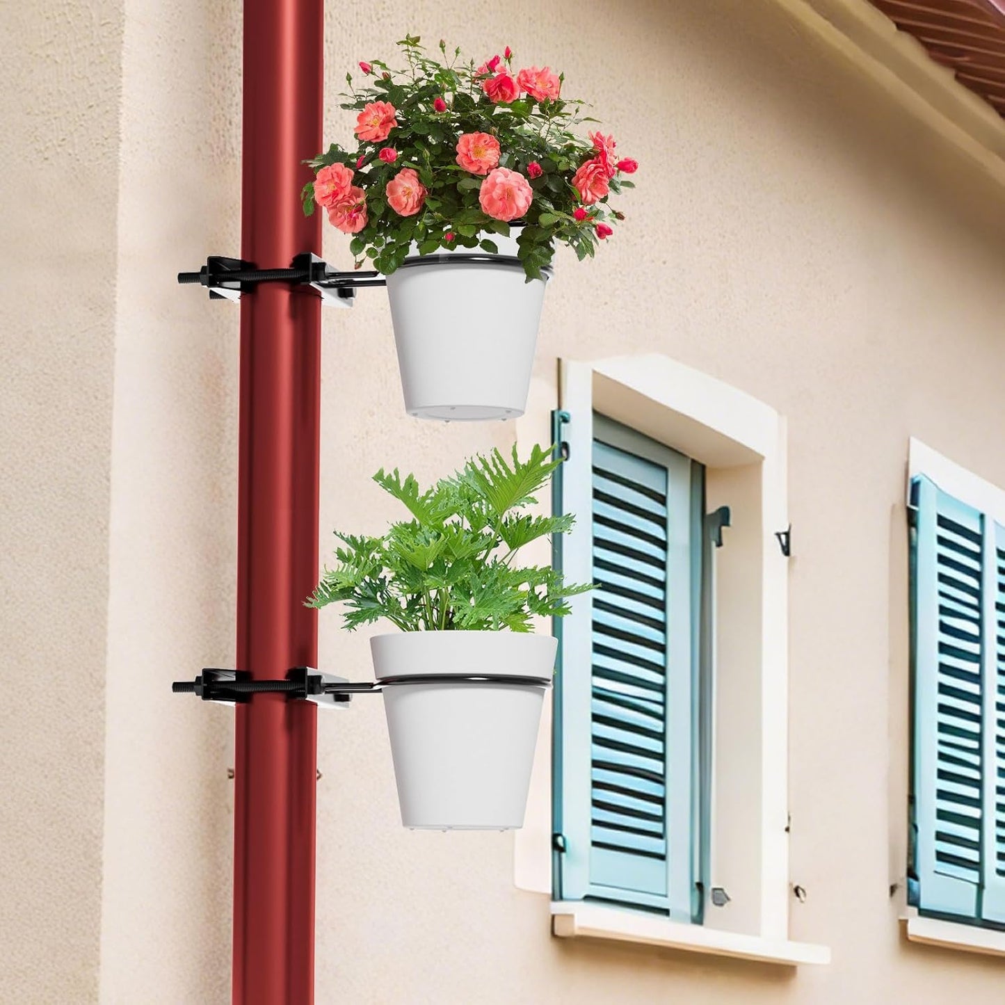 5Inch Hanging Baskets for Plants, Deck Planters for Railing, Wall Mounted Metal Planter Hanger for Balconies, Terraces, Railings, and Indoor and Outdoor Plants