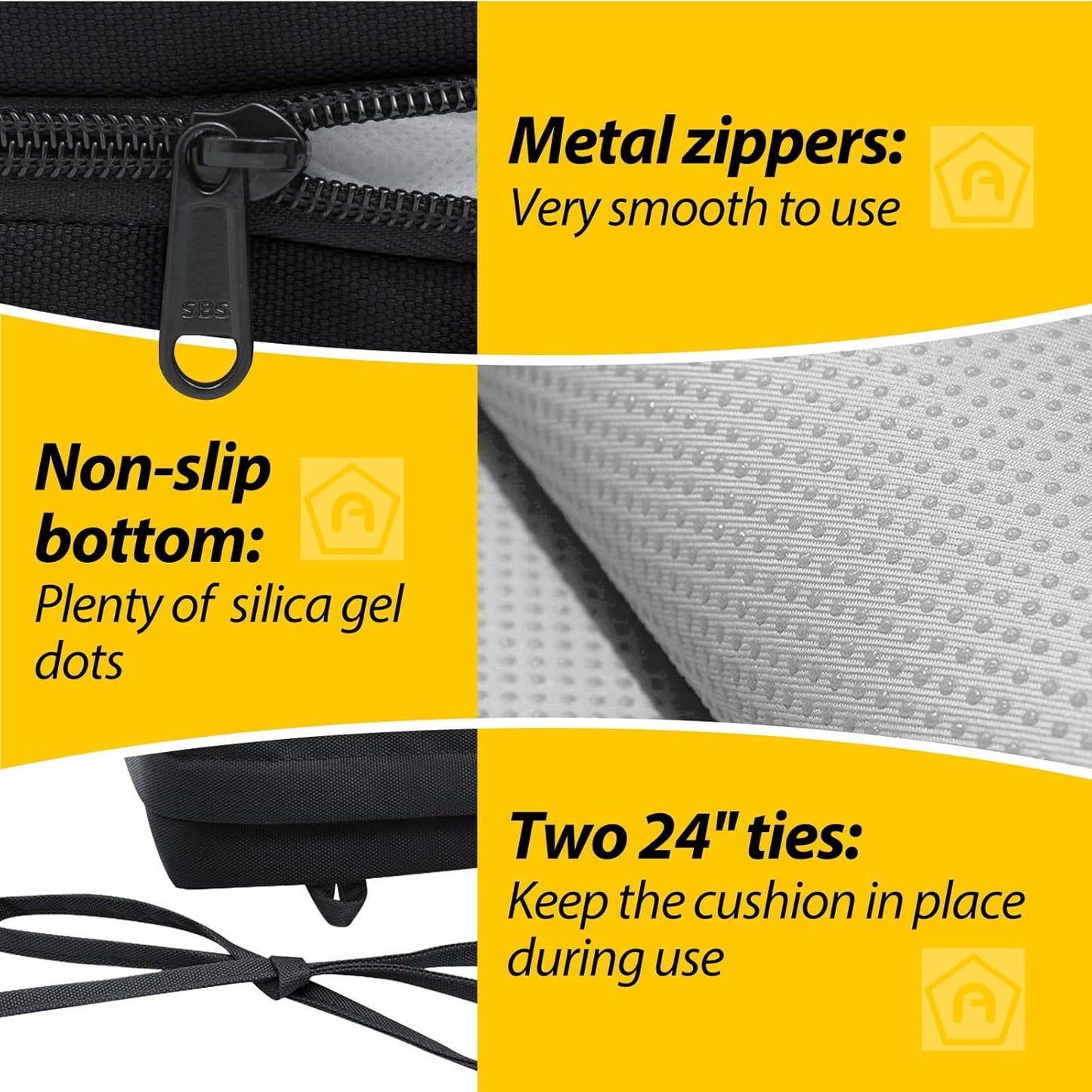 AAAAAcessories Outdoor Seat Cushions for Chairs, Waterproof, Fade-Resistant Patio Furniture Replacement Cushions, 20" x 20" x 3", Set of 2, Black