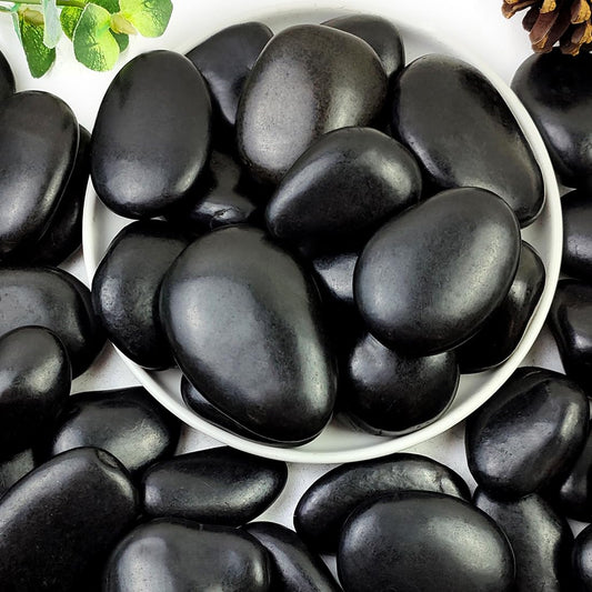 10lbs Black Pebbles for Plants, 2-3 Inch High Polished Natural Large River Rocks for Landscaping, Decorative Stones Vase Filler Fish Tank Aquariums Garden Outdoor and Indoor DIY