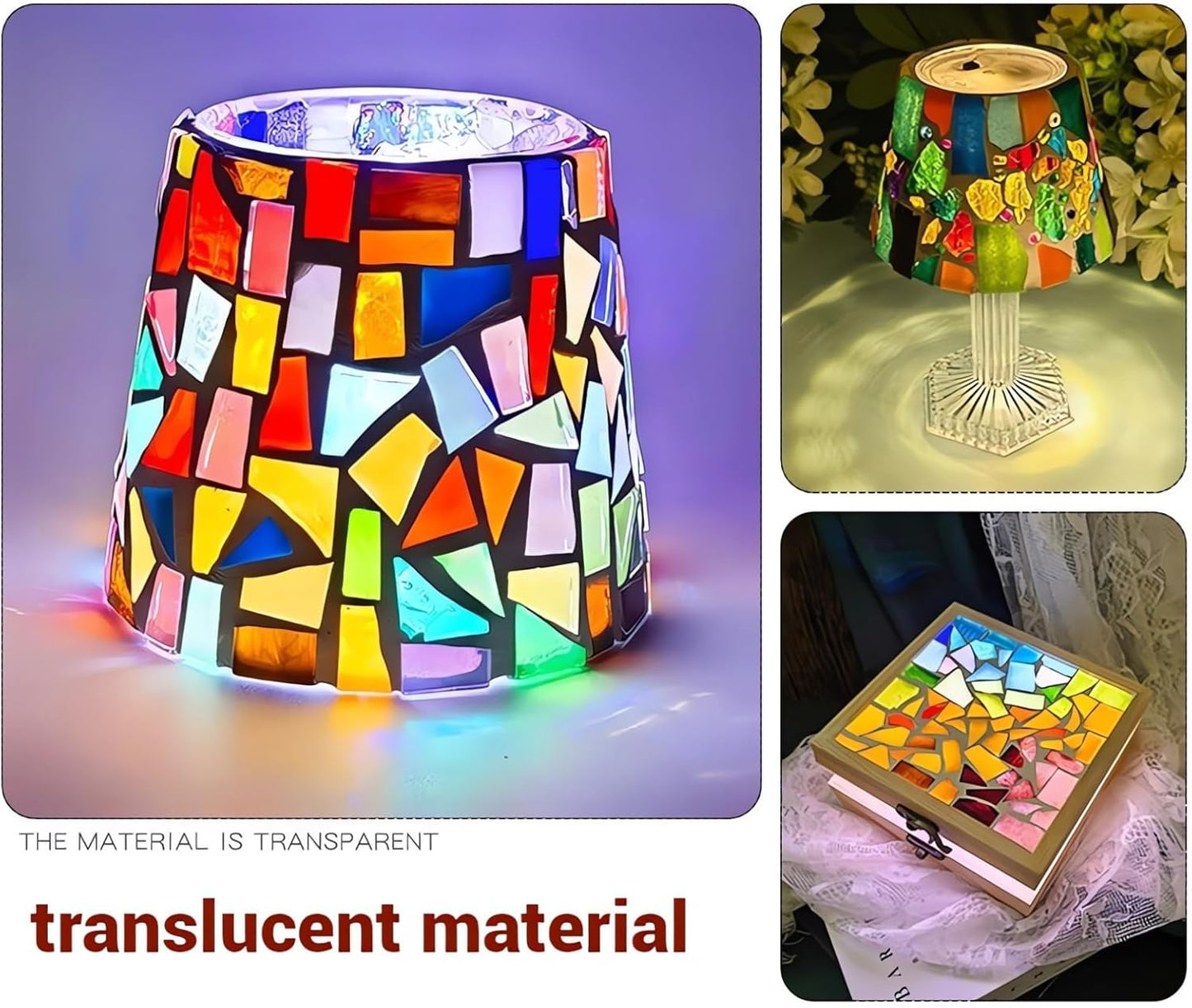 Green Mixed Irregular Mosaic Glass Mosaic Tiles Pieces, 300 Grams Mosaic DIY Set Adult Mosaic Set, Mosaic Crafts Mosaic Making Supplies