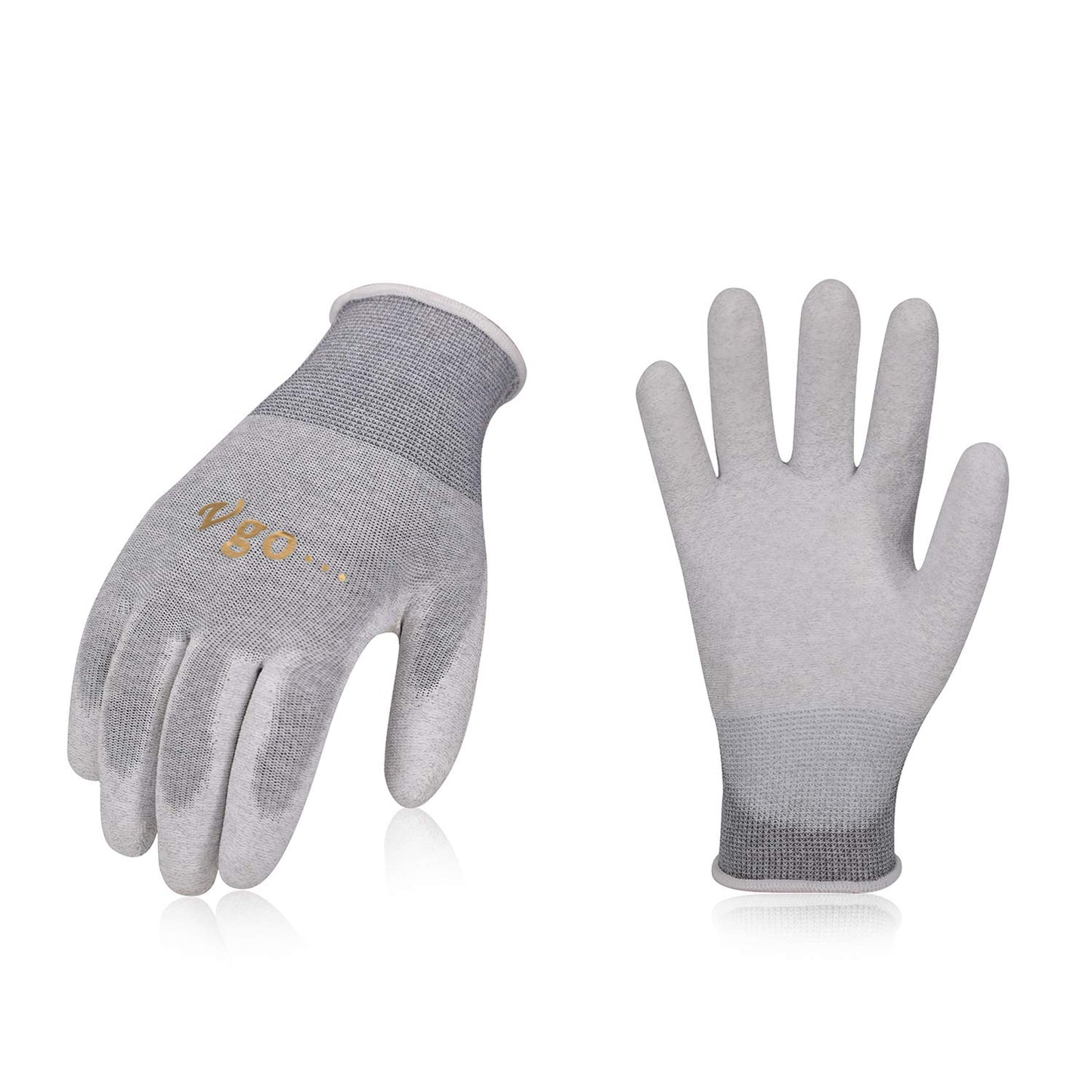 Vgo... 3 Pairs Safety Work Gloves,Gardening Gloves,Polyurethane Coated,Dipping Gloves,Latex Free(Szie L,Gray&White,PU6029)