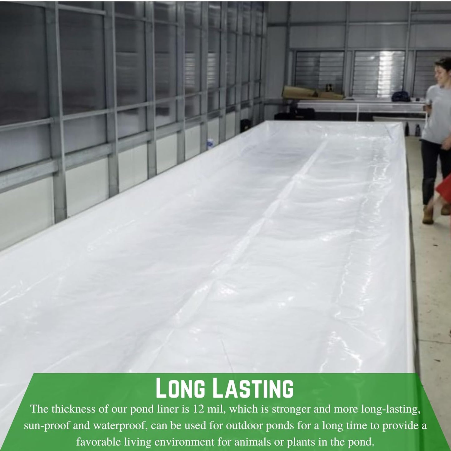 Farm Plastic Supply - 12 Mil String Reinforced Black/White Pond Liner - 12 Mil Fish Pond HDPE Liner, Pond Liners for Outdoor Ponds, Koi Ponds, Garden Fountain, Containment Liner (6' x 90')