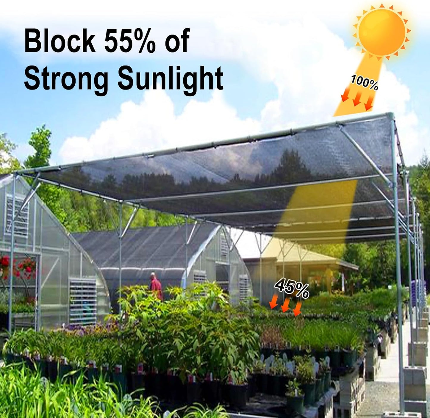LOVE STORY 10x15FT 55% Black Shade Cloth Sun Shade Net UV Resistant Mesh Tarp Plant Cover Sunblock Net for Garden,Greenhouse,Vegetables,Flowers
