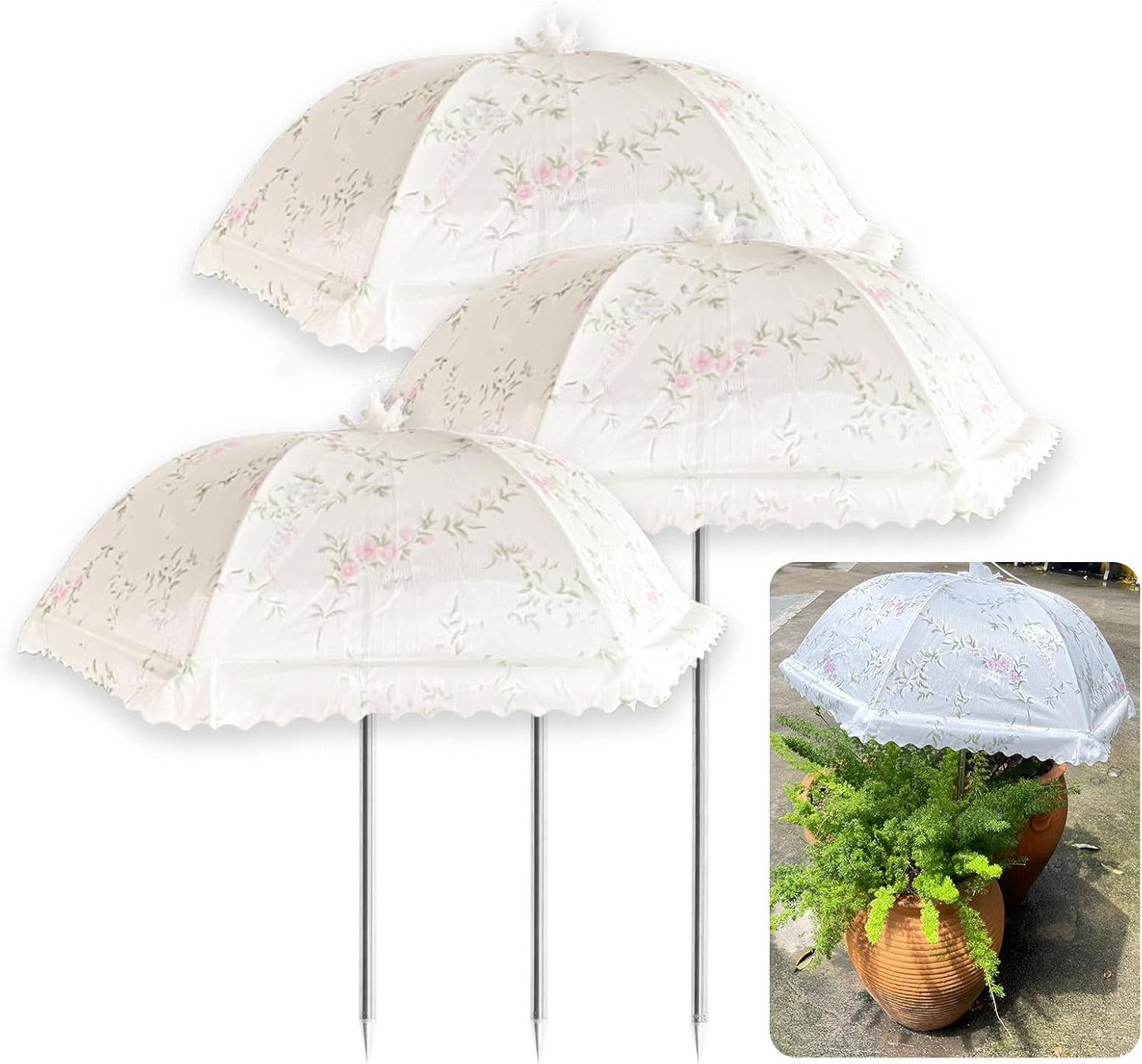 TIMSO Adjustable 3 Pack Plant Shade Umbrella for Outdoor Garden - Sun Protection Cloth & Umbrella for Plants, Potted Plants, and Garden Beds