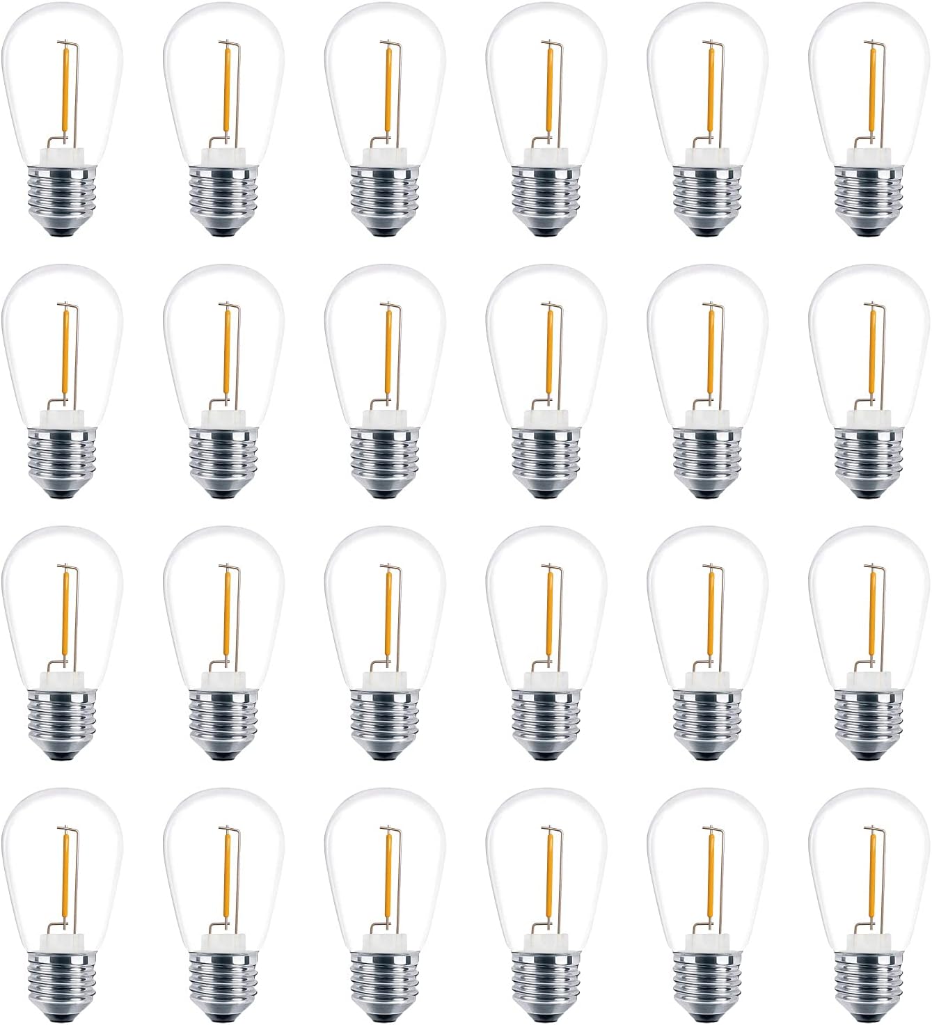 Meconard 24 Pack LED S14 Replacement Light Bulbs, Shatterproof Outdoor 1 Watt to Replace 11Watts String Incandescent Bulb, E26 Regular Medium Screw Base, 2200K Warm White, Non-Dimmable