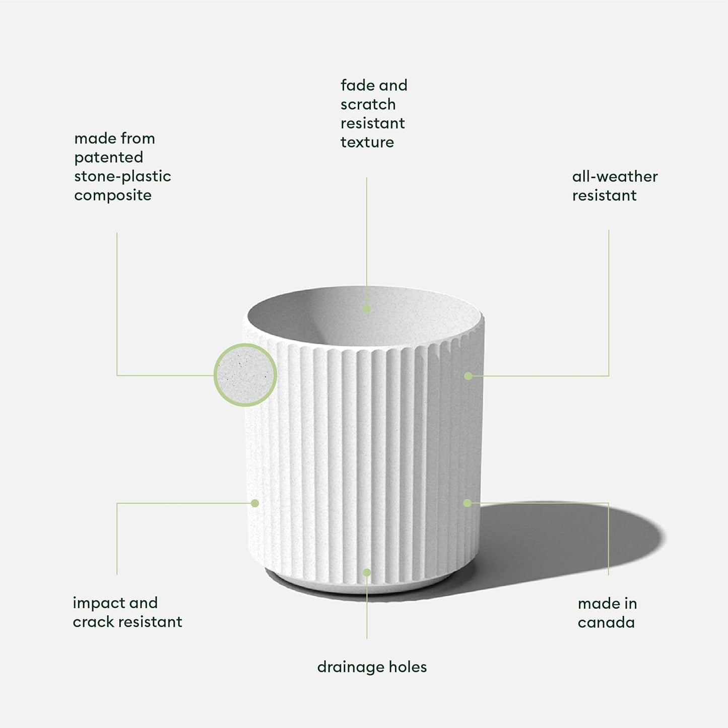 Veradek Demi Series Round Planter for Porch, Patio, Backyard | Durable Plastic-Concrete Material | Modern Décor for Tall Plants, Flowers