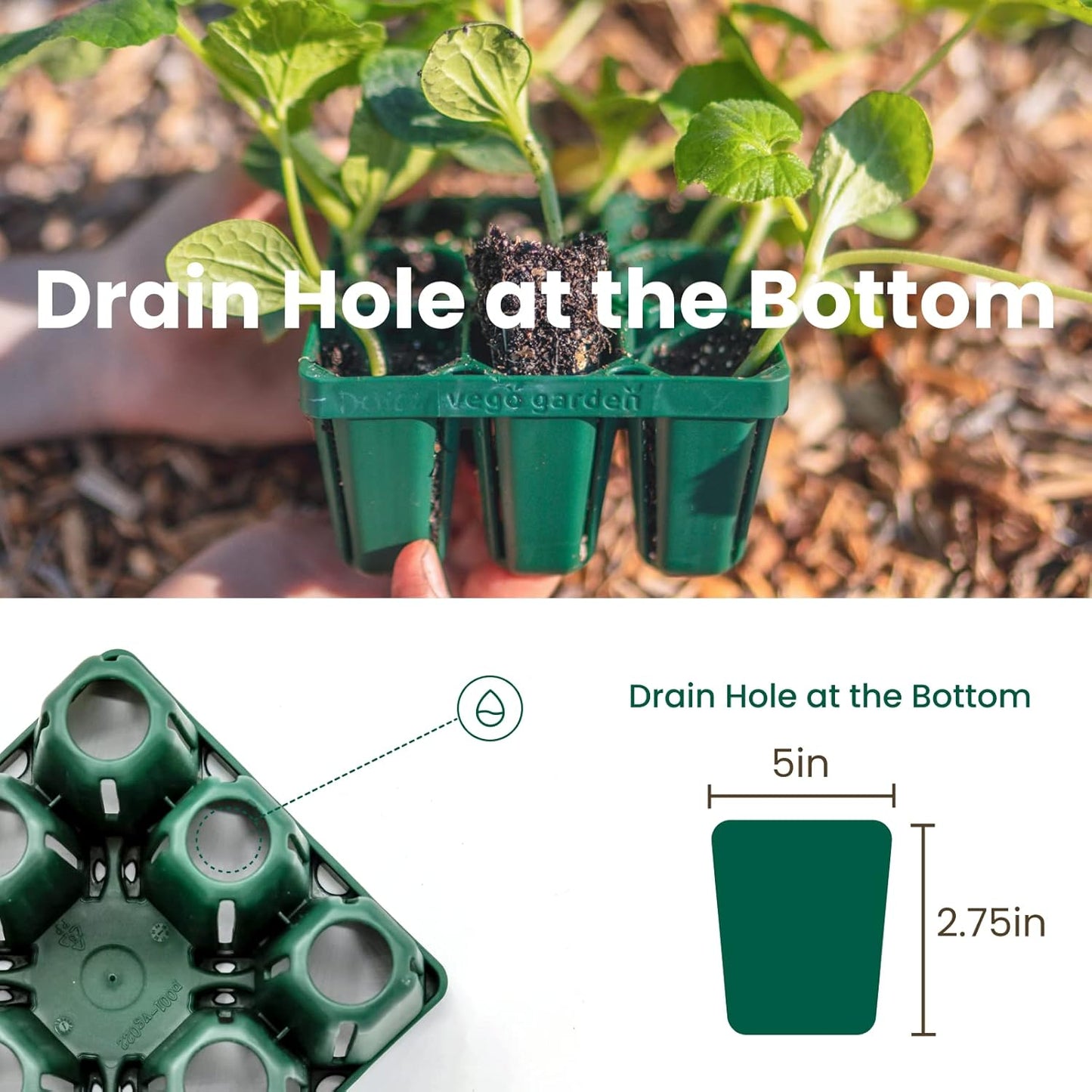 Vego garden Standard Seedling Trays Without Lids, 32 Pack for Seedlings Reusable Propagator Growing Starter Tray, Germination Trays Kit for Greenhouse/Garden (8-Cell per Tray)