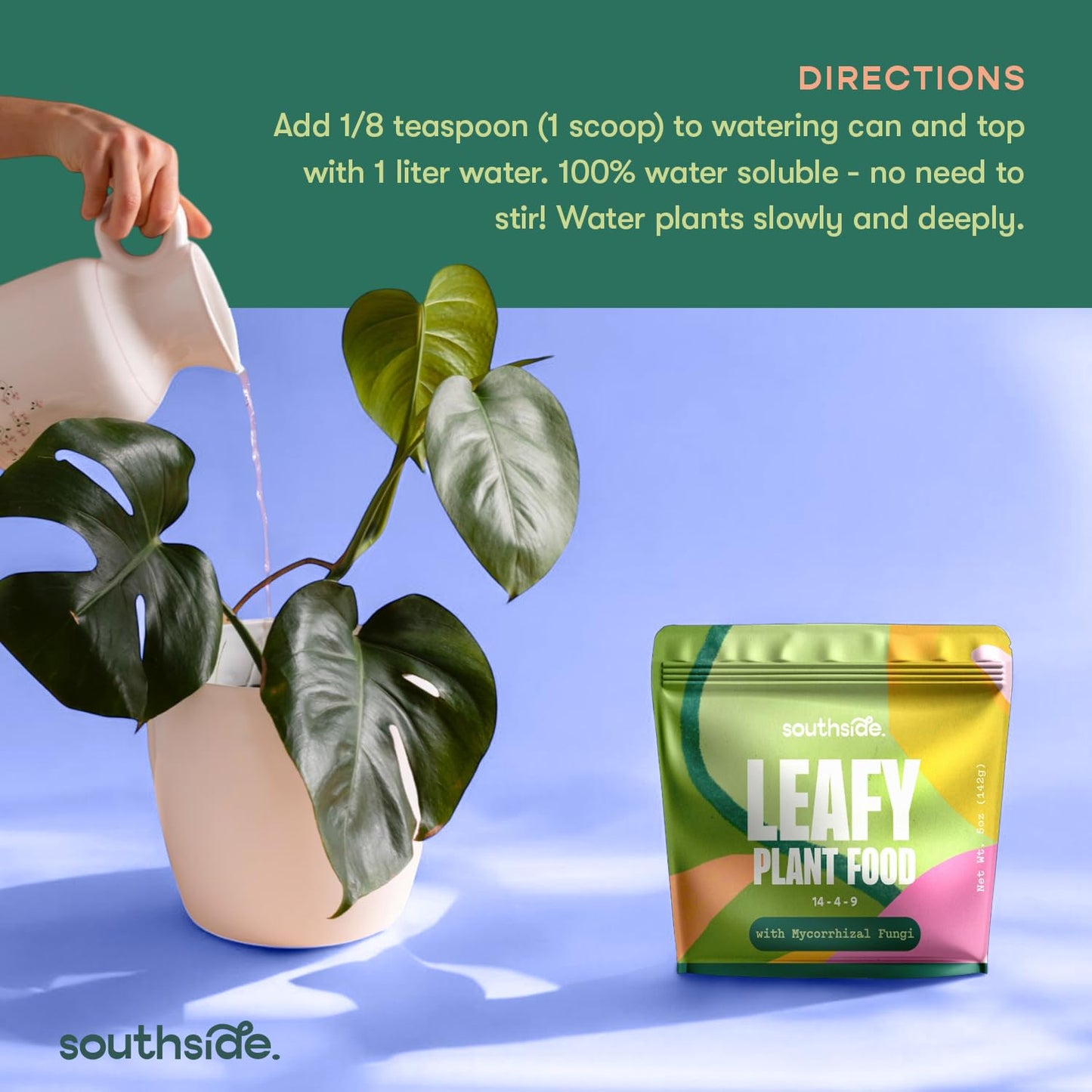 Leafy Plant Food with Mycorrhizal Fungi for Indoor Potted Plants - Makes 200 liters of Gentle Houseplant Fertilizer with Complete Nutrition
