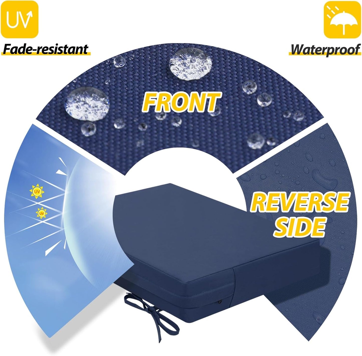 AAAAAcessories Outdoor Seat Cushions for Chairs, Waterproof, Fade-Resistant Patio Furniture Replacement Cushions, 18.5" x 16" x 3", Set of 4, Navy Blue