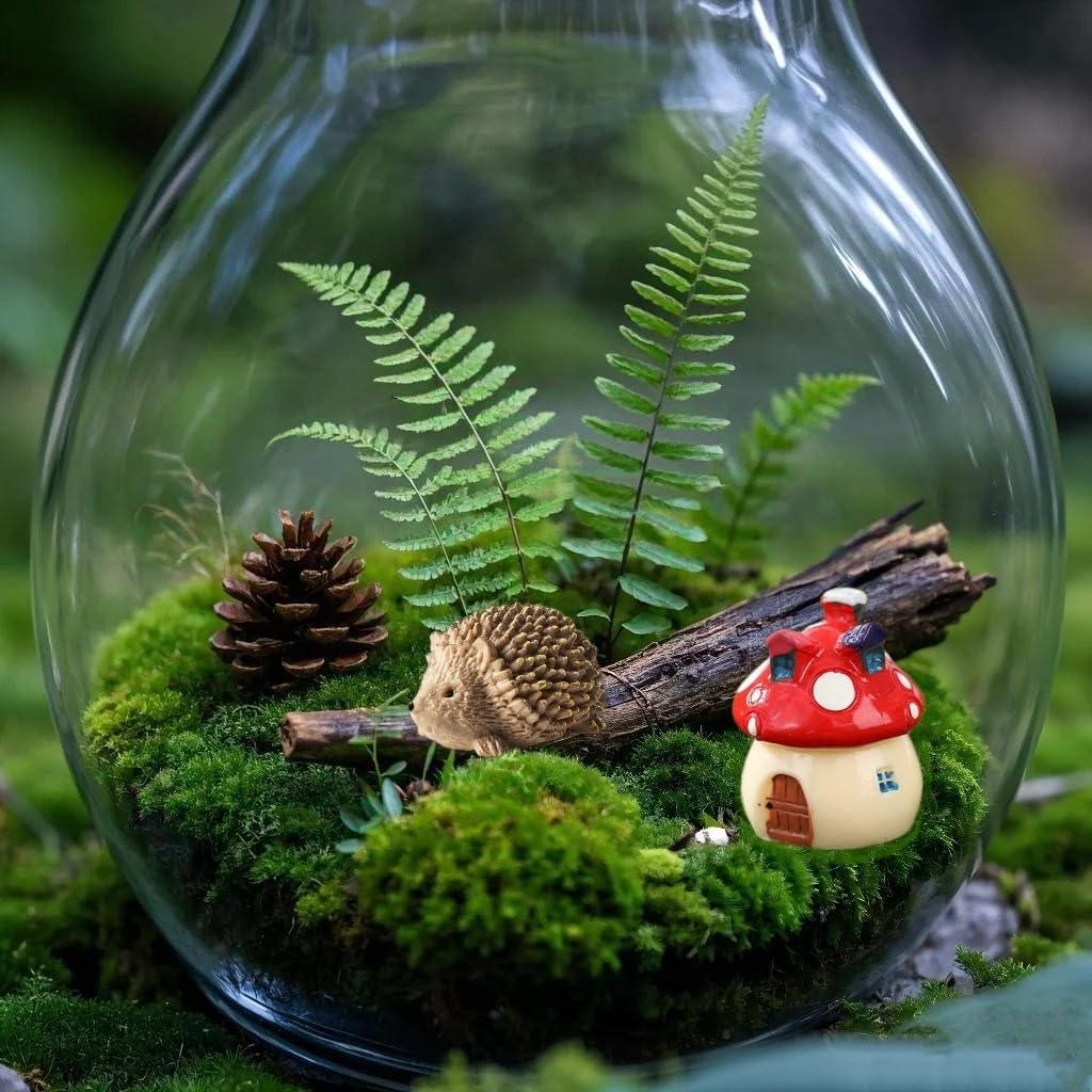 8 Pieces Fairy Garden Houses Mushroom Decor Accessories,Mini Resin Animals,Garden Kit for Kids
