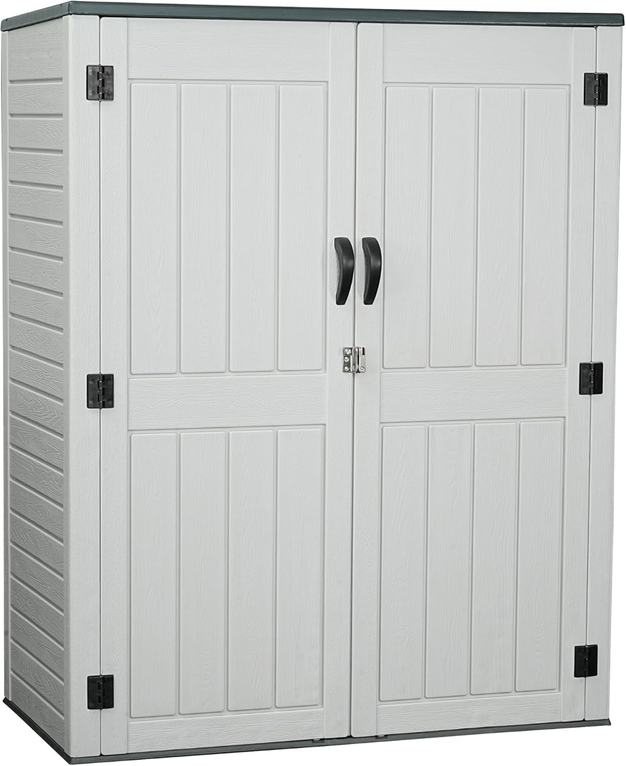 Vertical Resin Storage Shed, 60 Cuft Garden Tool Sheds & Outdoor Storage, Plastic Outdoor Storage Cabinet Waterproof, 4.5 x 2.3 ft Backyard Outside Lawn Mower Storage Shed, White