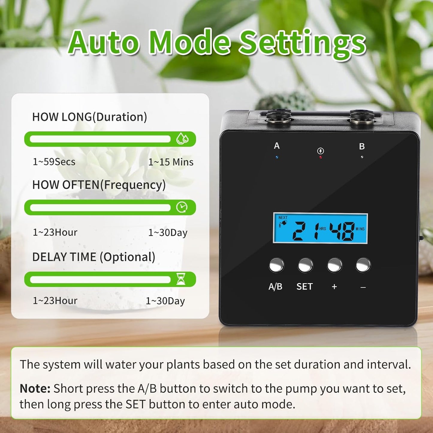 Plant Watering Devices - Dual Pump Automatic System for 20 Pots, 30-Day Smart Timer with USB-C Charging – Ideal for Indoor Gardens & Balconies