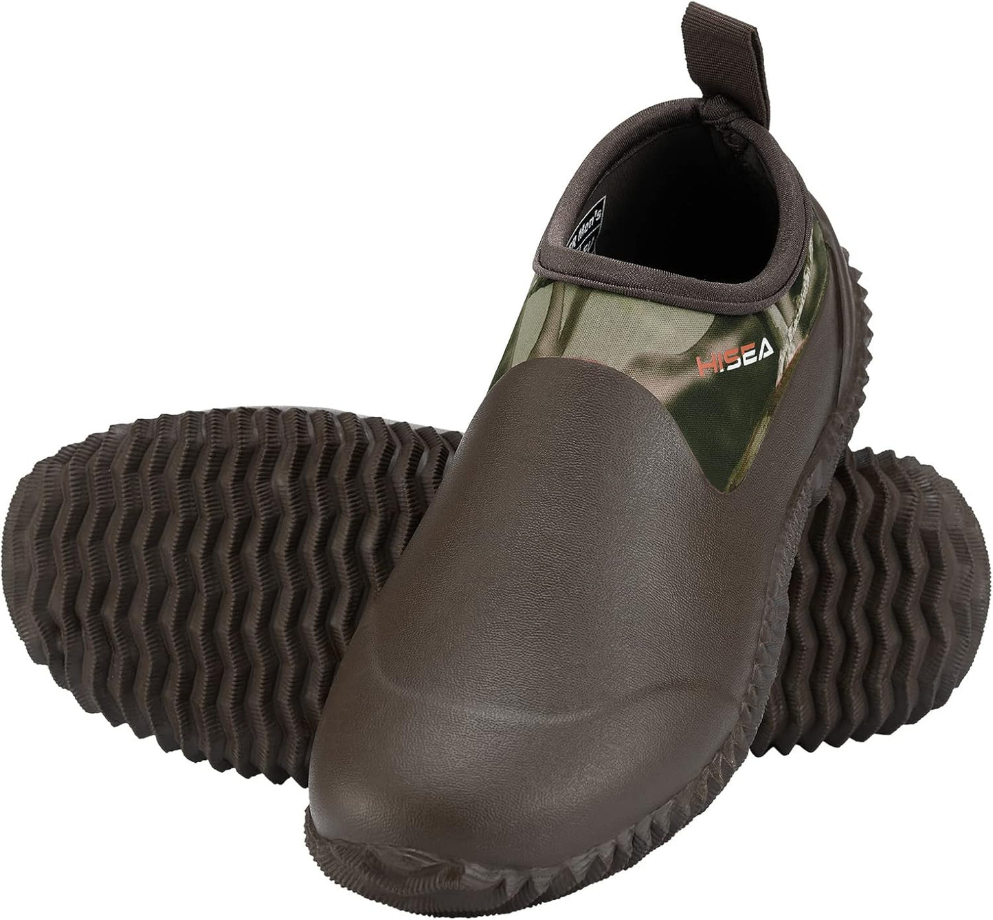 HISEA Unisex Waterproof Garden Shoes, Men's Rubber Rain Boots Women's Ankle Rain Shoes Neoprene Camp Booties Outdoor Slip-On Footwear for Gardening, Farming, Camping, Car Wash, Lawn Care and Yard Work