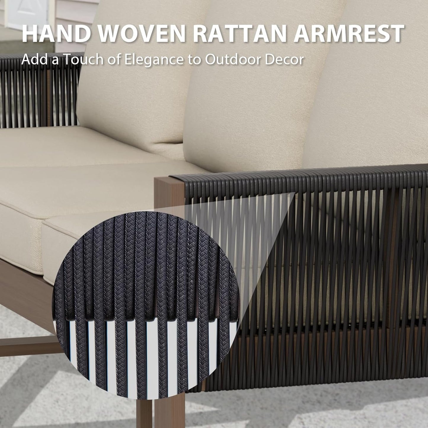 EAGLE PEAK Natural Wood Outdoor Patio Furniture, Cedar Furniture, Conversation Set, Outdoor Seating for Deck Patio Porch, Sofa & Coffee Table, 2 Pieces, Brown/Beige