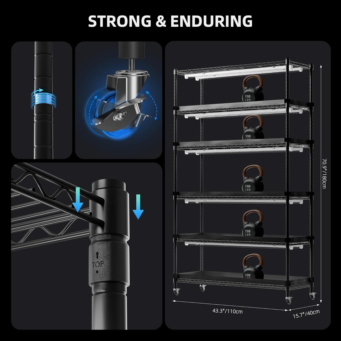 Spider Farmer 2025 Plant Stand with Grow Lights, 6-Tier Plant Shelf with 10Pcs 3ft Full Spectrum 220W Led Lamp and Grow Tent, for Veg Seed Starting Plants Growth Greenhouse 5000K 43Lx16Dx71H (Update)