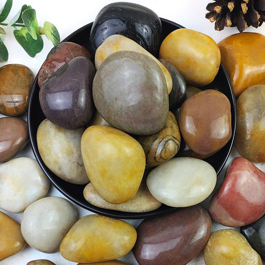 10lbs Pebbles for Indoor Plants, 2-3 Inch Mixed Color High Polished Large River Rocks Outdoor Decorative Stones Vase Filler Fish Tank Aquariums Landscaping Garden Outdoor and Indoor DIY