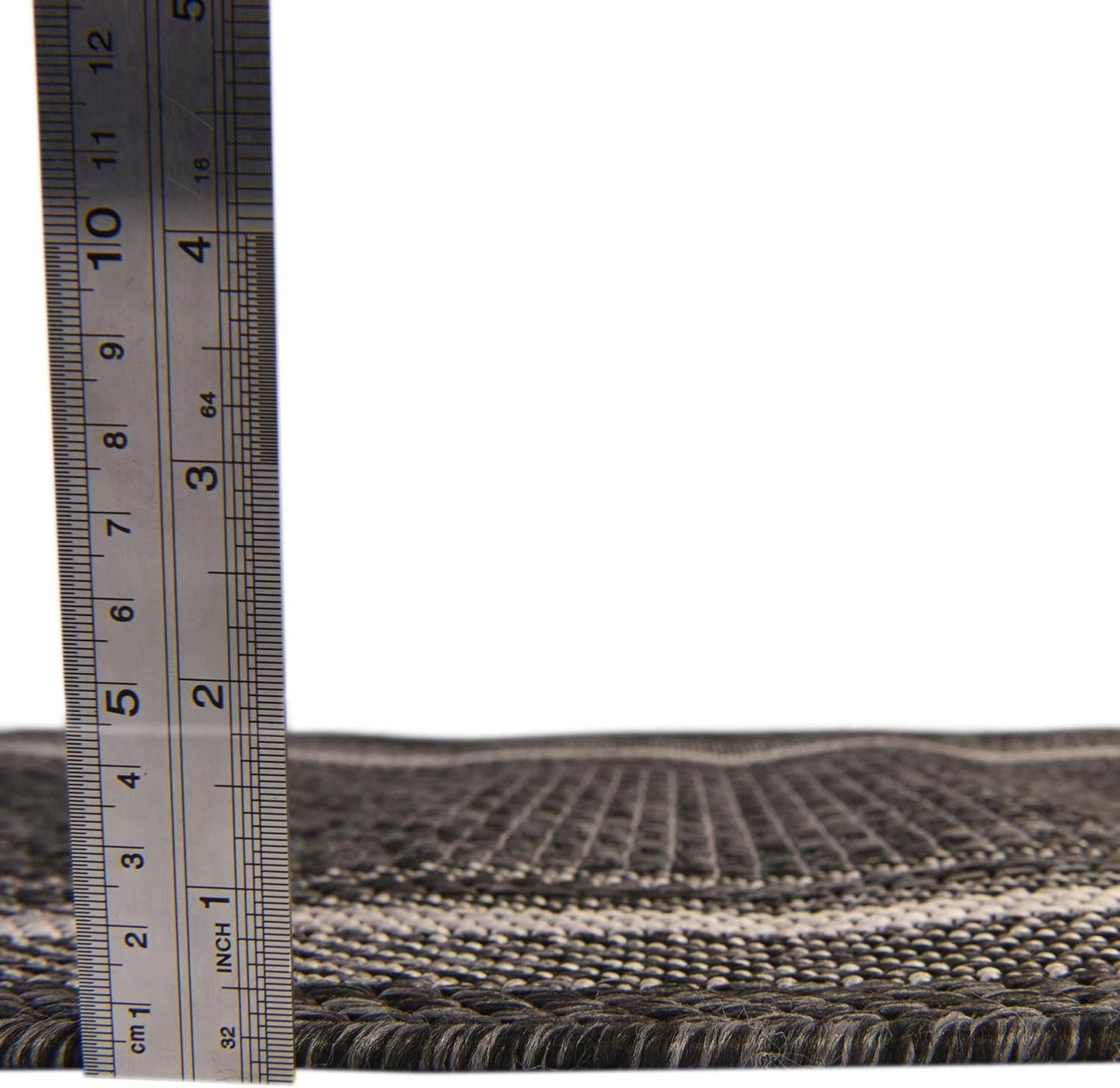 Unique Loom Outdoor Border Collection Area Rug - Soft Border (7' 10" Square, Black/ Ivory)