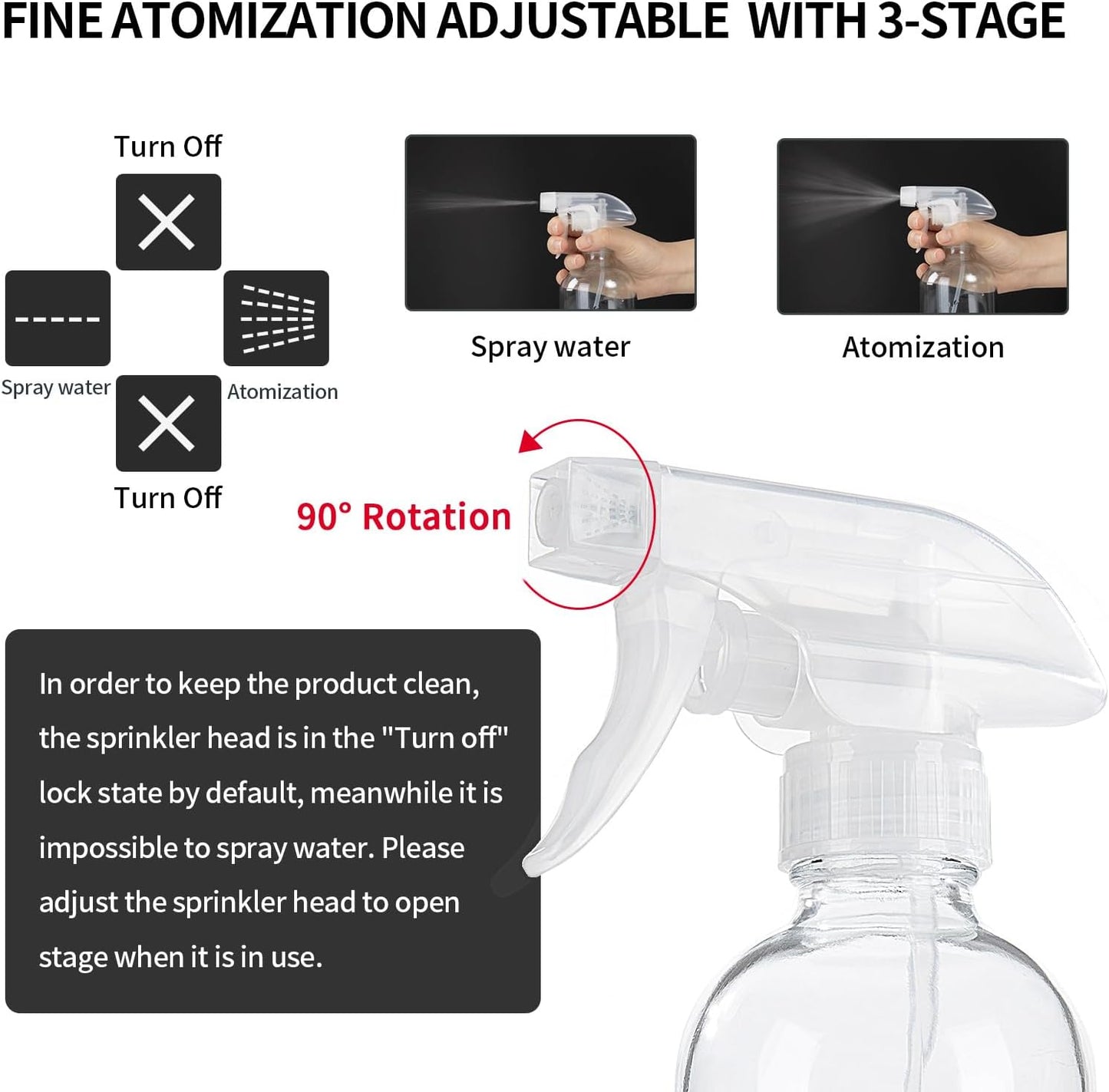 HOMBYS 8 Oz Empty Clear Glass Spray Bottles with Silicone Sleeve Protection Refillable Containers for Cleaning Solutions, Essential Oils, Misting Plants - Quality Sprayer - 1 Pack Boston Bottles