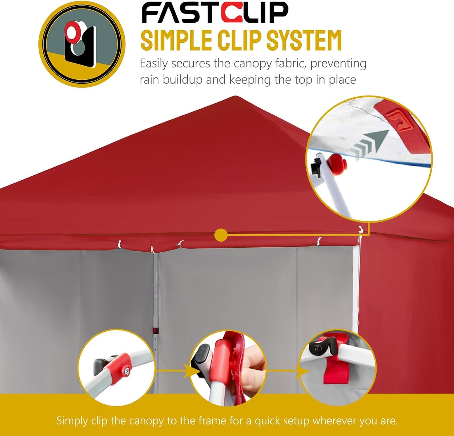 CROWN SHADES 10X10 Comercial Instant Canopy Pop Up Tent with Center Lock (10x10 with 4 Sidewalls, Red)