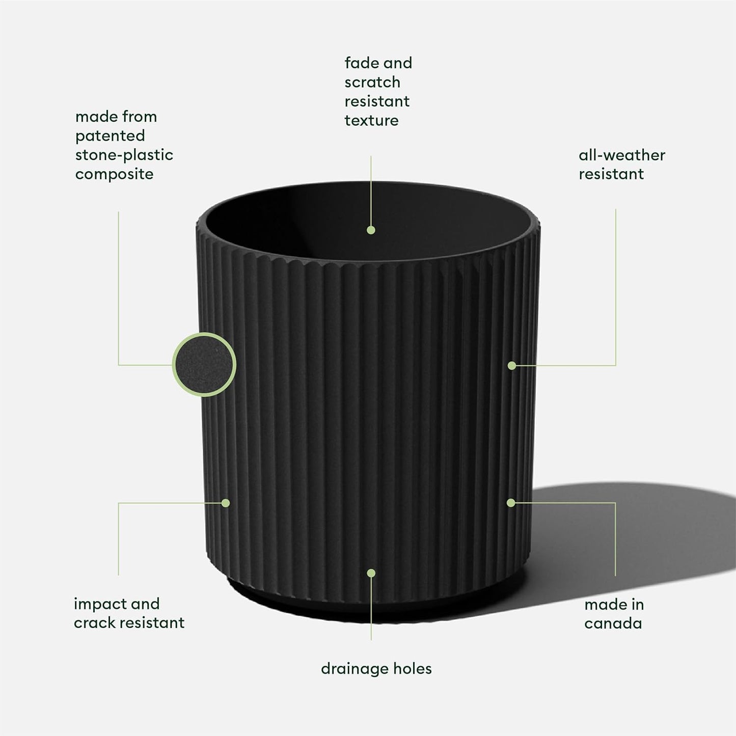 Veradek Demi Series Round Planter for Porch, Patio, Backyard | Durable Plastic-Stone Composite Material | Modern Décor for Tall Plants, Flowers