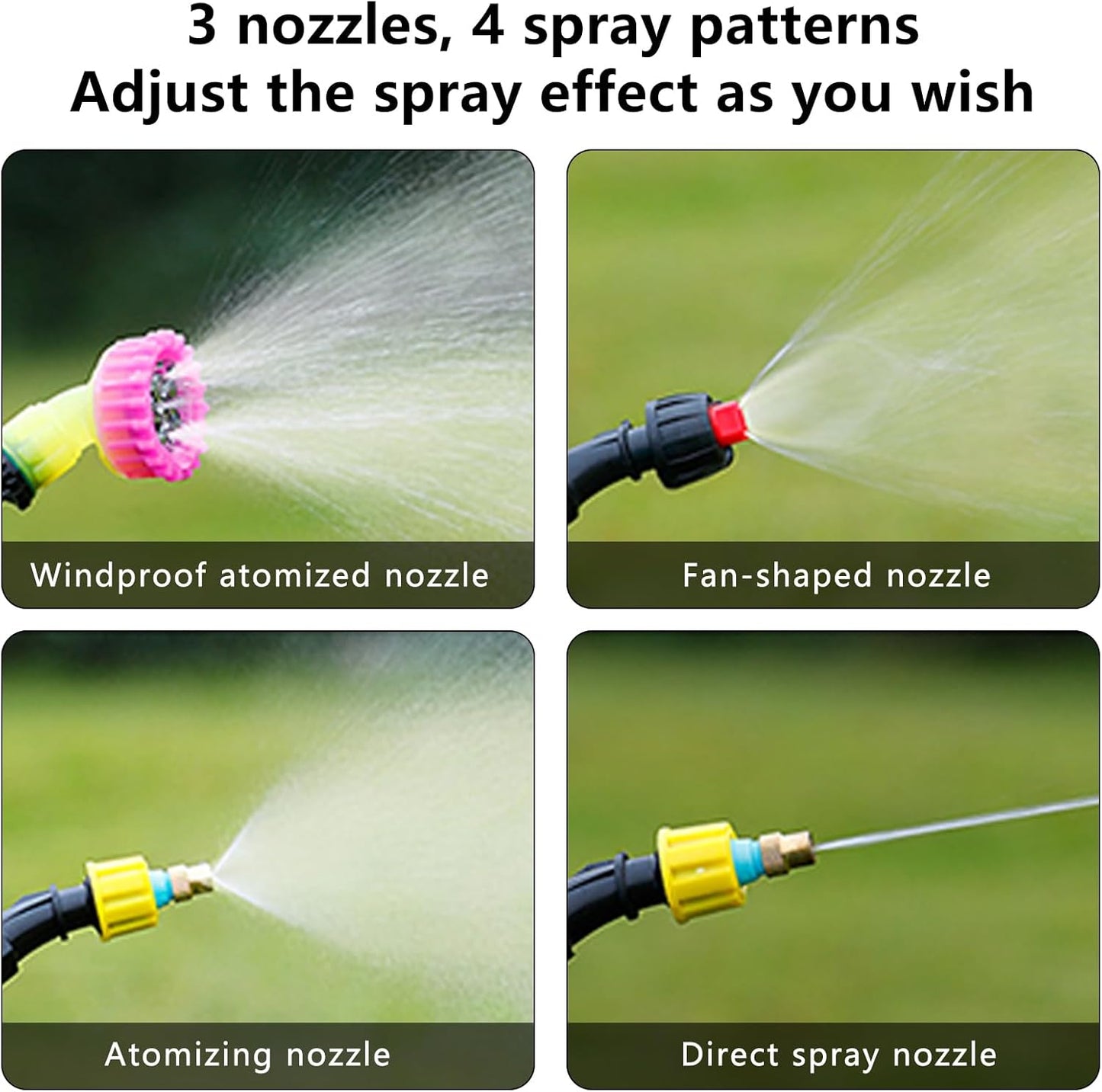 2.4 Gallon Battery Powered Sprayer, Electric Battery Operated Sprayer, Weed Power Sprayers in Lawn and Garden with Adjustable Shoulder Strap and Rechargeable Handle, 3 Mist Nozzles (Orange)