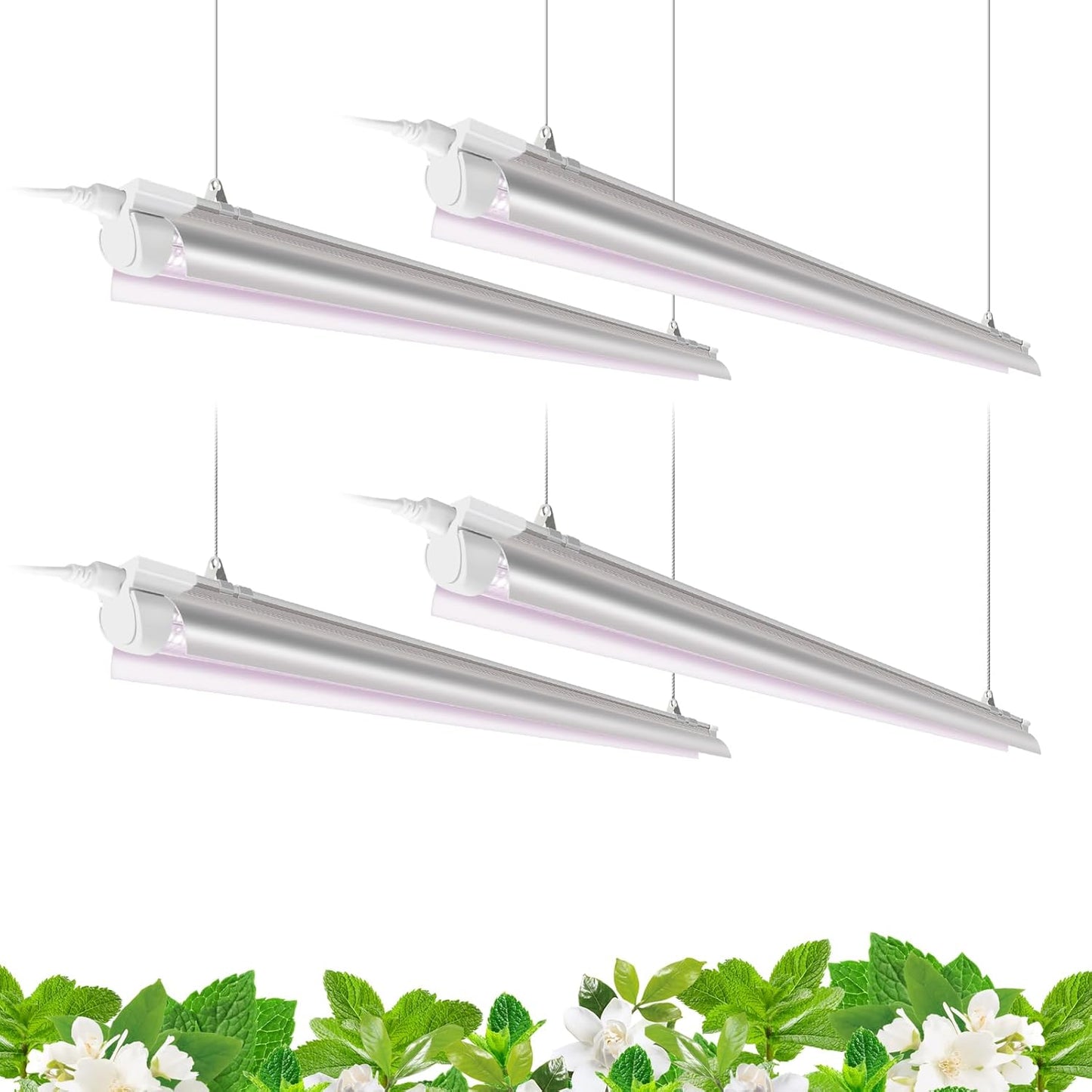 Barrina T8 LED Grow Light 4FT,168W(4 x 42W), 1000W Equivalent, Full Spectrum, V-Shape with Reflector Combo, Grow Lights for Indoor Plants, Greenhouse, 4-Pack
