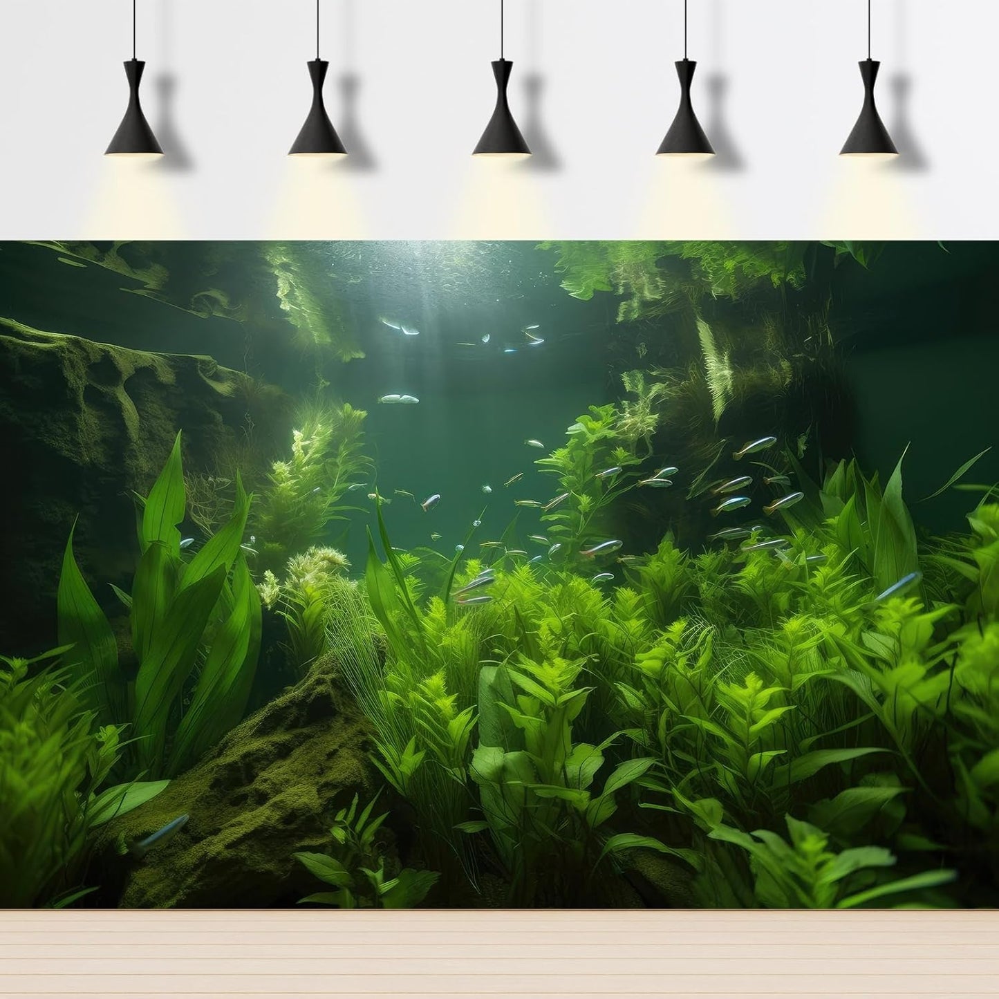 Aquarium Background Lush Aquatic Plants Seagrasses Terrarium Background Redwood Root Moss Tropical Style Green Underwater Plants Fish Tank Background Under The Sea Reptile Tank Backdrop 48x18in