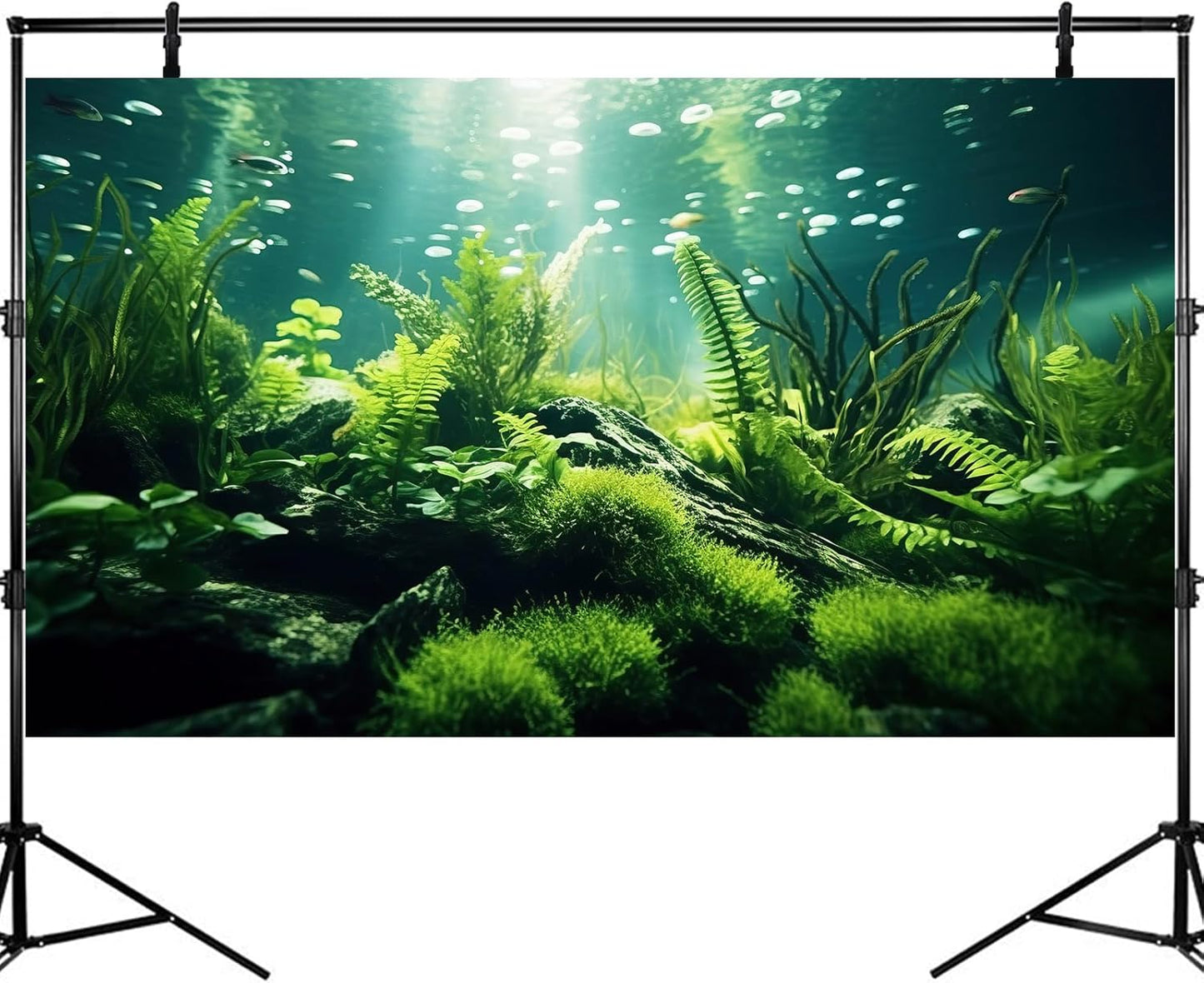 Underwater Fish Tank Background Under The Sea Aquatic Plants Aquarium Background Ocean Floor Rock Terrarium Backgrounds Tropical Fish Green Seaweeds Aquarium Backgrounds for Fish Tank Decor 36x24in