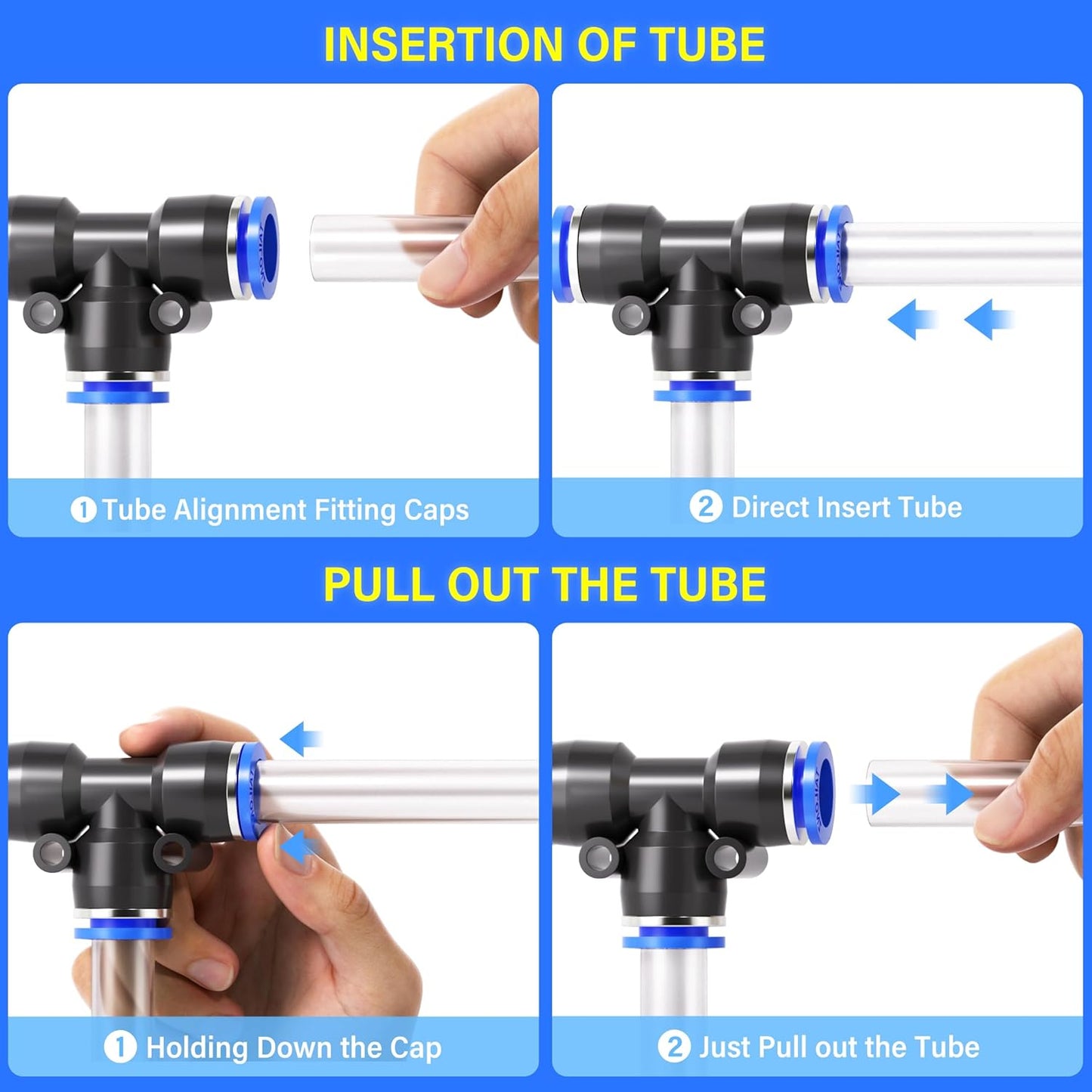 TAILONZ PNEUMATIC 3/8 inch od Push to Connect Fittings Pneumatic Fittings kit 5 Spliters+5 Elbows+5 tee+5 Straight (20 pcs)