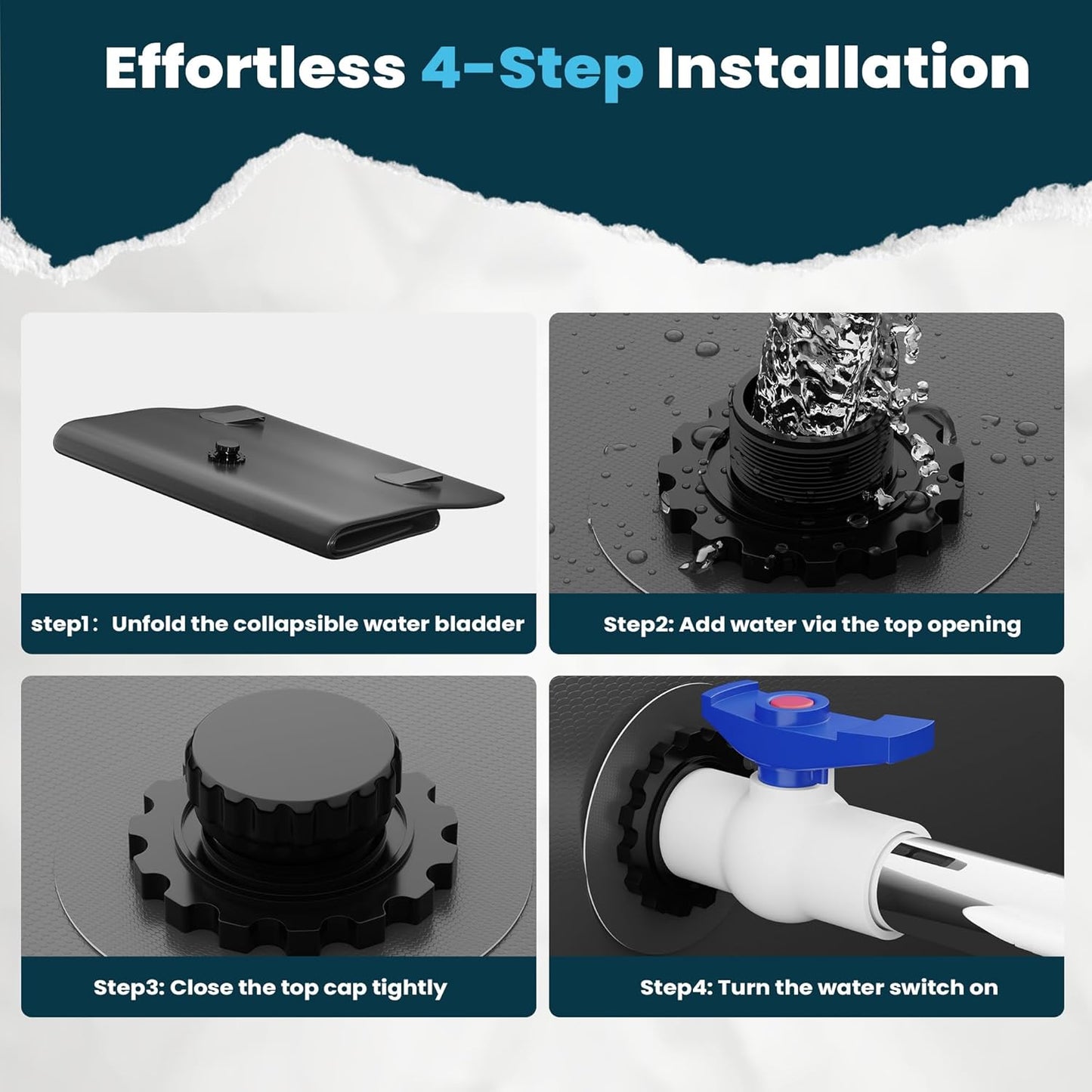 Large Capacity Water Storage Bladder, Portable Water Tank Containers, Bladder Tank for Drought Resistance, Fire Prevention, Emergency Water, Agricultural Irrigation Outdoor(330L/87Gal,Black)