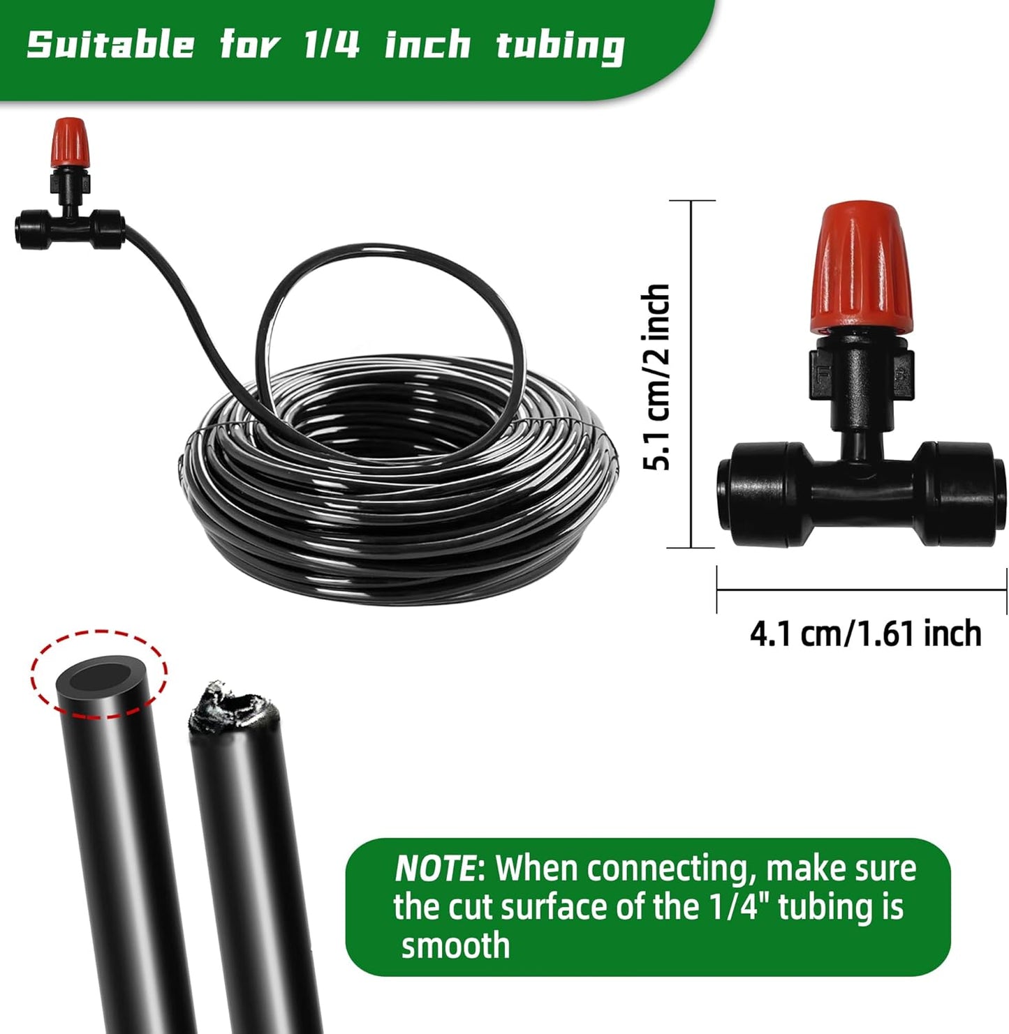 40PCS Push-to-Fit Drip Irrigation Micro Spray Emitters for 1/4 inch Irrigation Tubing, Three-Way Adjustable Atomizing Nozzle, Irrigation Dripper Sprinklers for Garden Greenhouse Agricultural