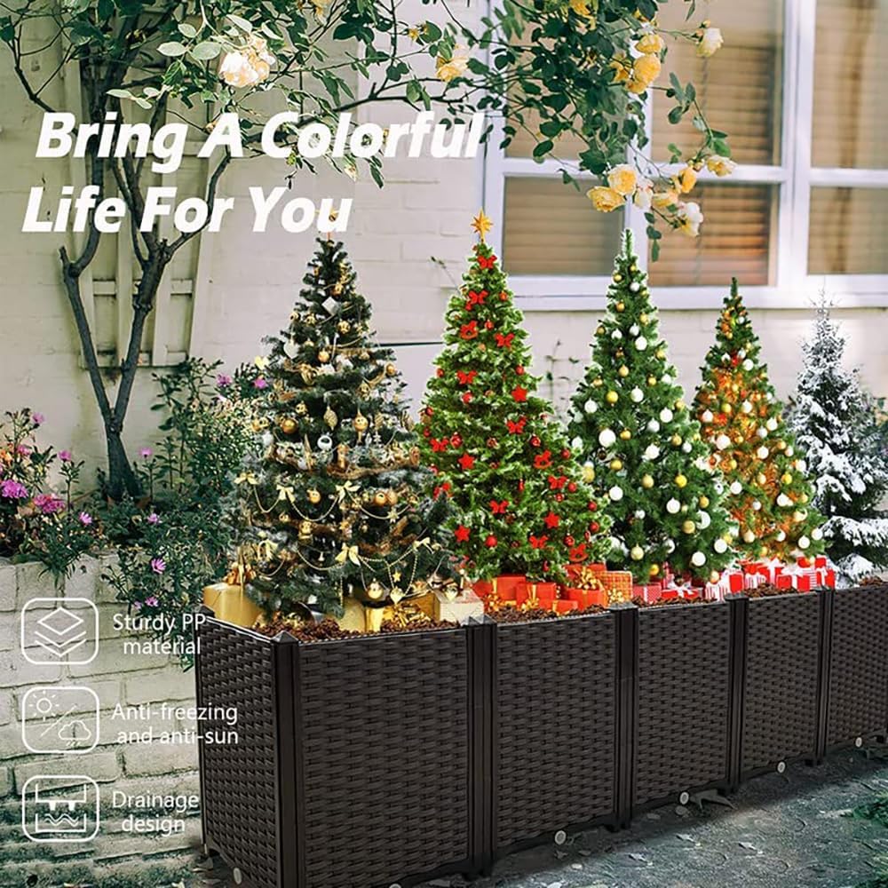 Large Planters for Outdoor Plants Raised Garden Bed Elevated Rectangular Garden Box Kits for Gardening, Vegetables, Flowers and Herbs in Backyard Patio Balcony