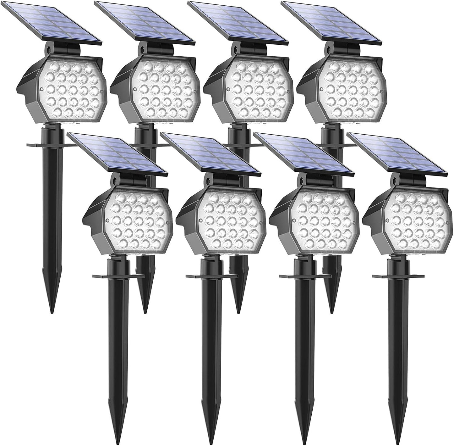 APONUO Solar Spot Lights Outdoor Waterproof 8 Pack IP67,23 LED 3 Lighting Modes Solar Landscape Lights Outdoor for Yard Garden House Garage Pathway