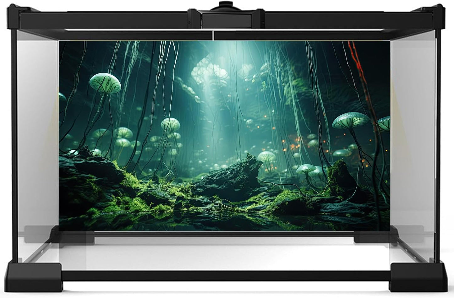 Aquarium Background Foggy Stone Mushroom Green Moss Fish Tank Background Mysterious Green Seaweed Scenery Aquarium Backgrounds White Mushroom Reptile Tank Enclosure Backgrounds Wallpaper 60x24in